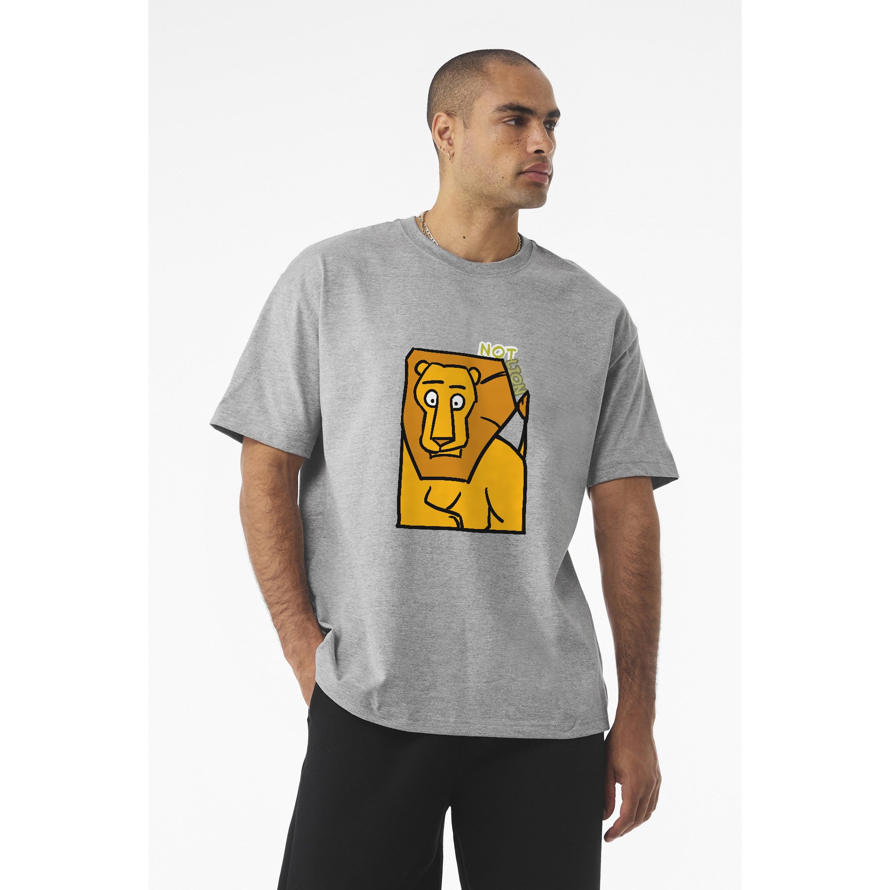 Lion Graphic Tee – "Not Lion" Playful Animal T-Shirt