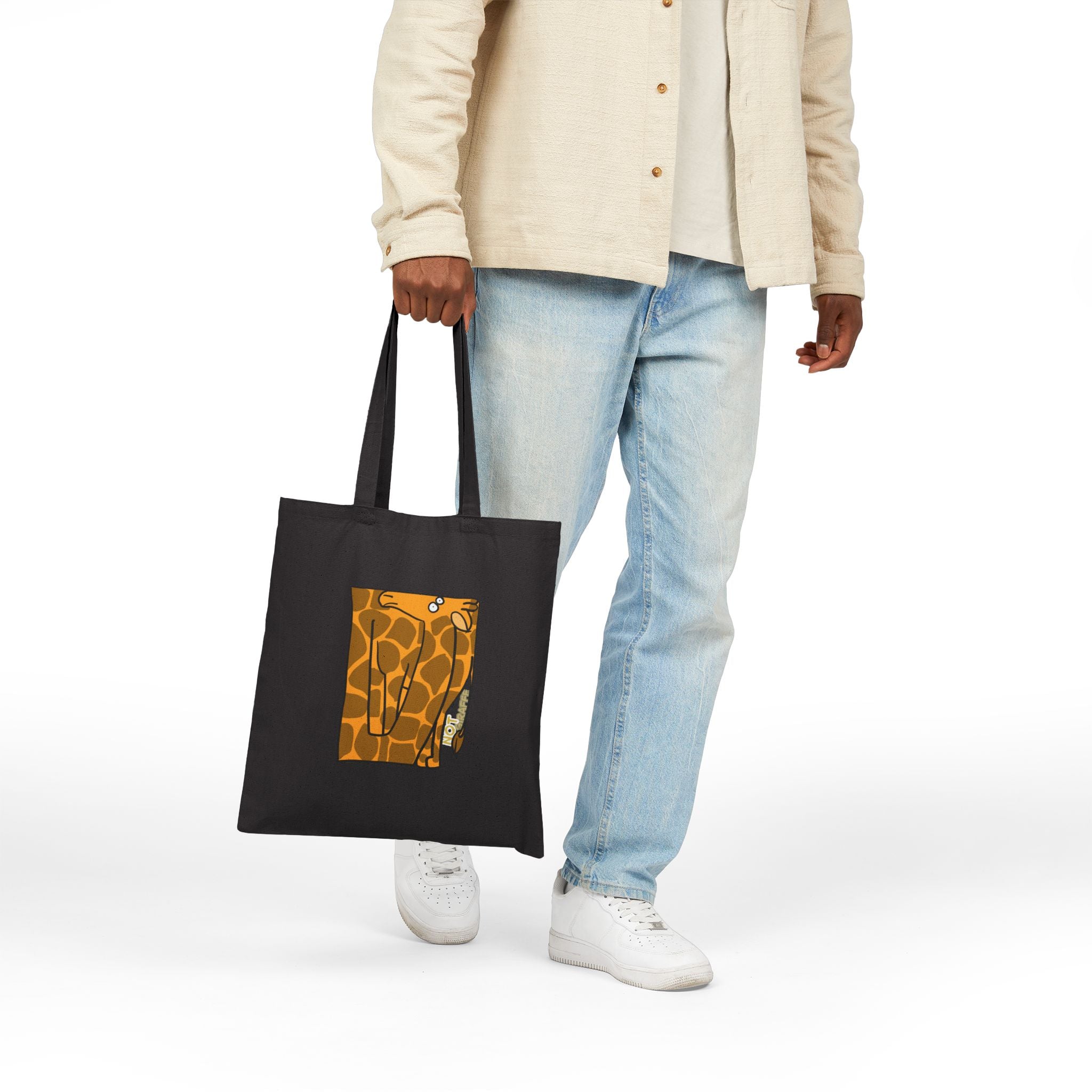 Giraffe Cotton Tote Bag – Cute Cartoon 'Not Giraffe' Canvas Shopper