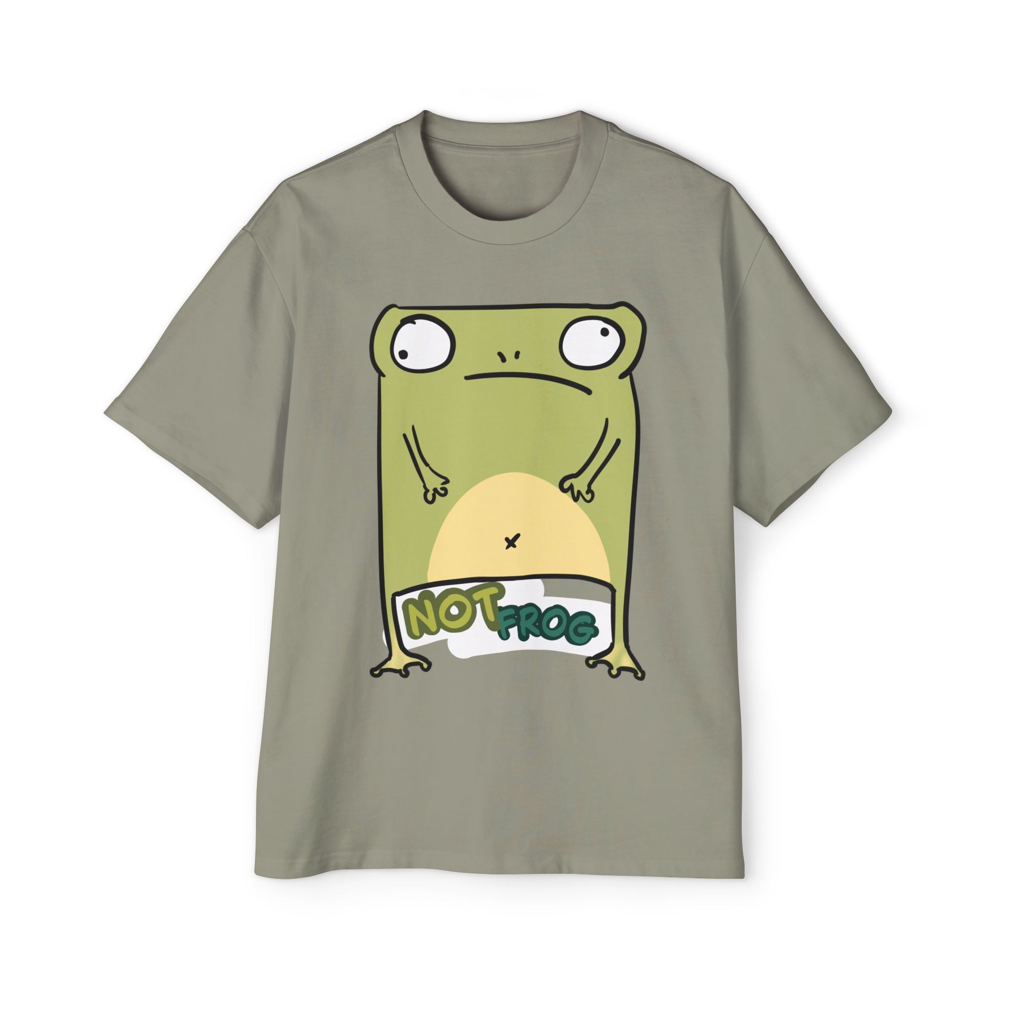 Funny 'Not Frog' Graphic Tee — Cute Cartoon Amphibian Oversized Shirt