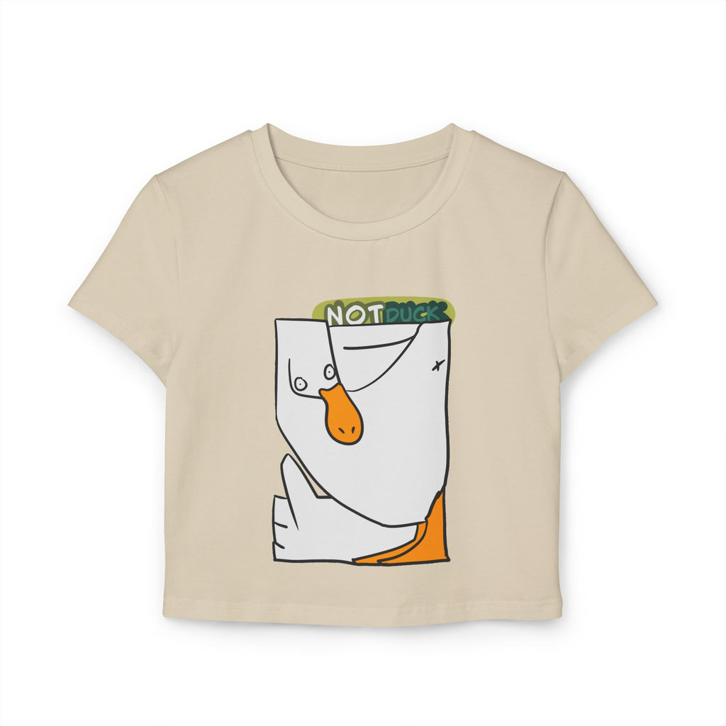 Women's Baby Tee — 'NOT DUCK' Cute Cartoon Goose Graphic Crop Tee