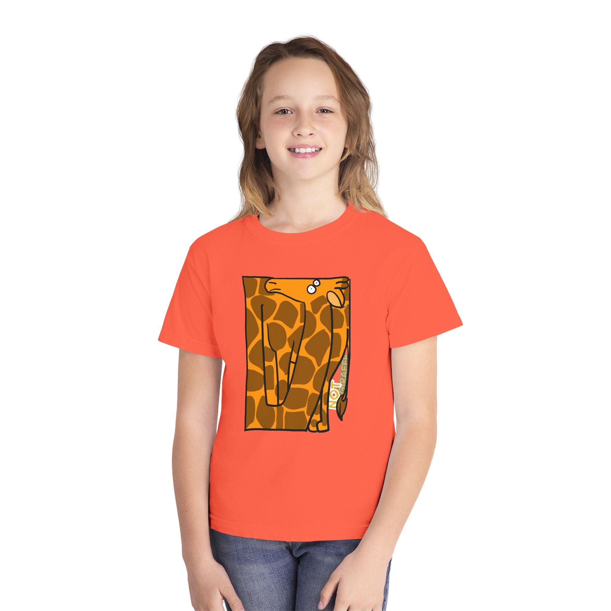 Giraffe Peek Kids Tee — Cute Peeking "Not Giraffe" Graphic Youth T-Shirt