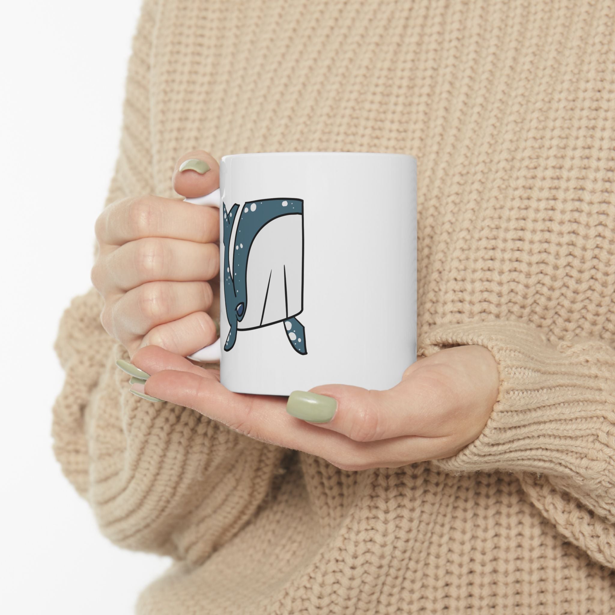 Whale Ceramic Mug — Cute Whale Illustration Coffee Cup (11oz)