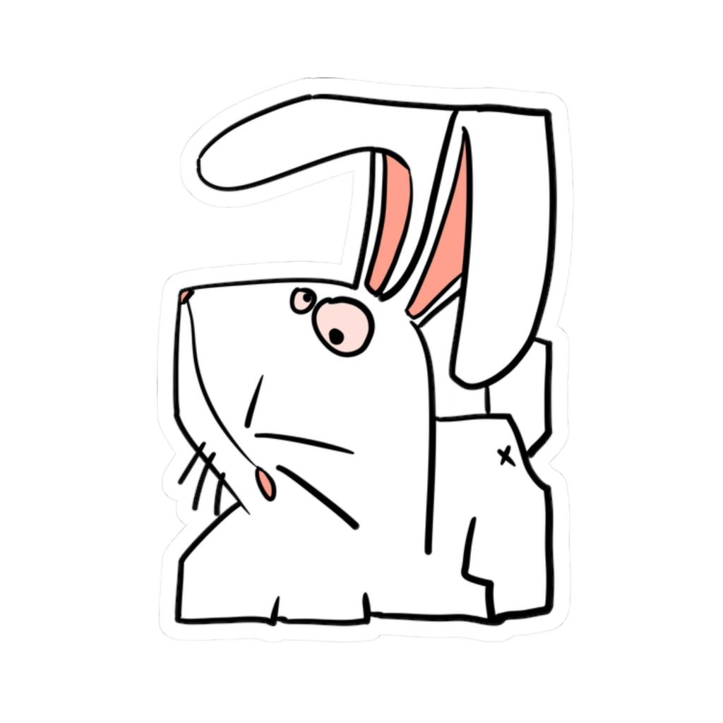 Autocollant Lapin Grognon — Adorable Autocollant Découpé à la Forme pour Ordinateur Portable