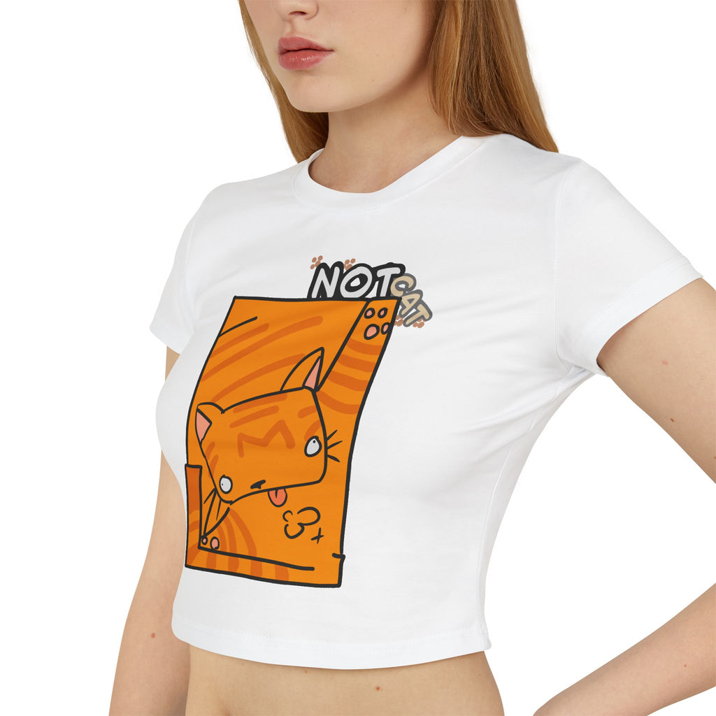 Cute Orange Cat Women's Baby Tee — Playful "Not Cat" Graphic Crop Top