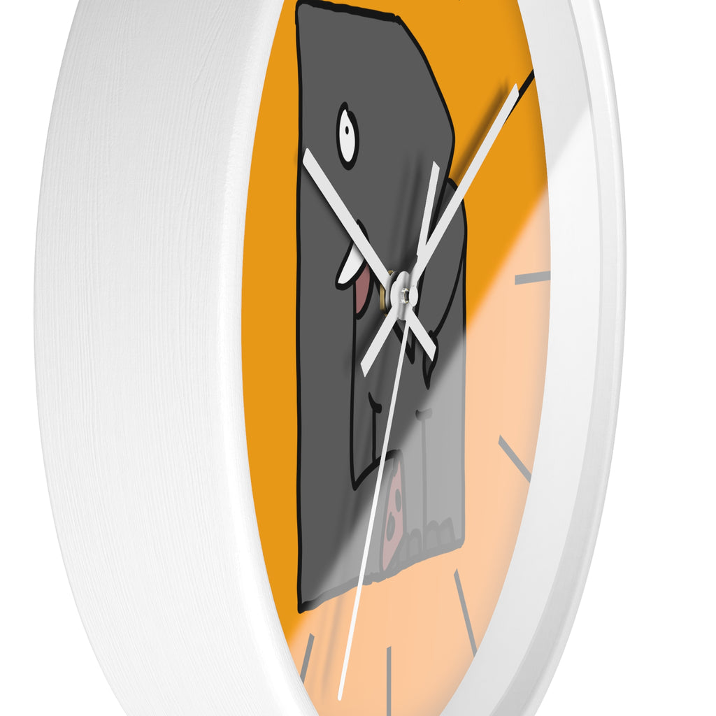 Elephant Cartoon Wall Clock — Cute Orange Nursery Clock with Playful Elephant Design