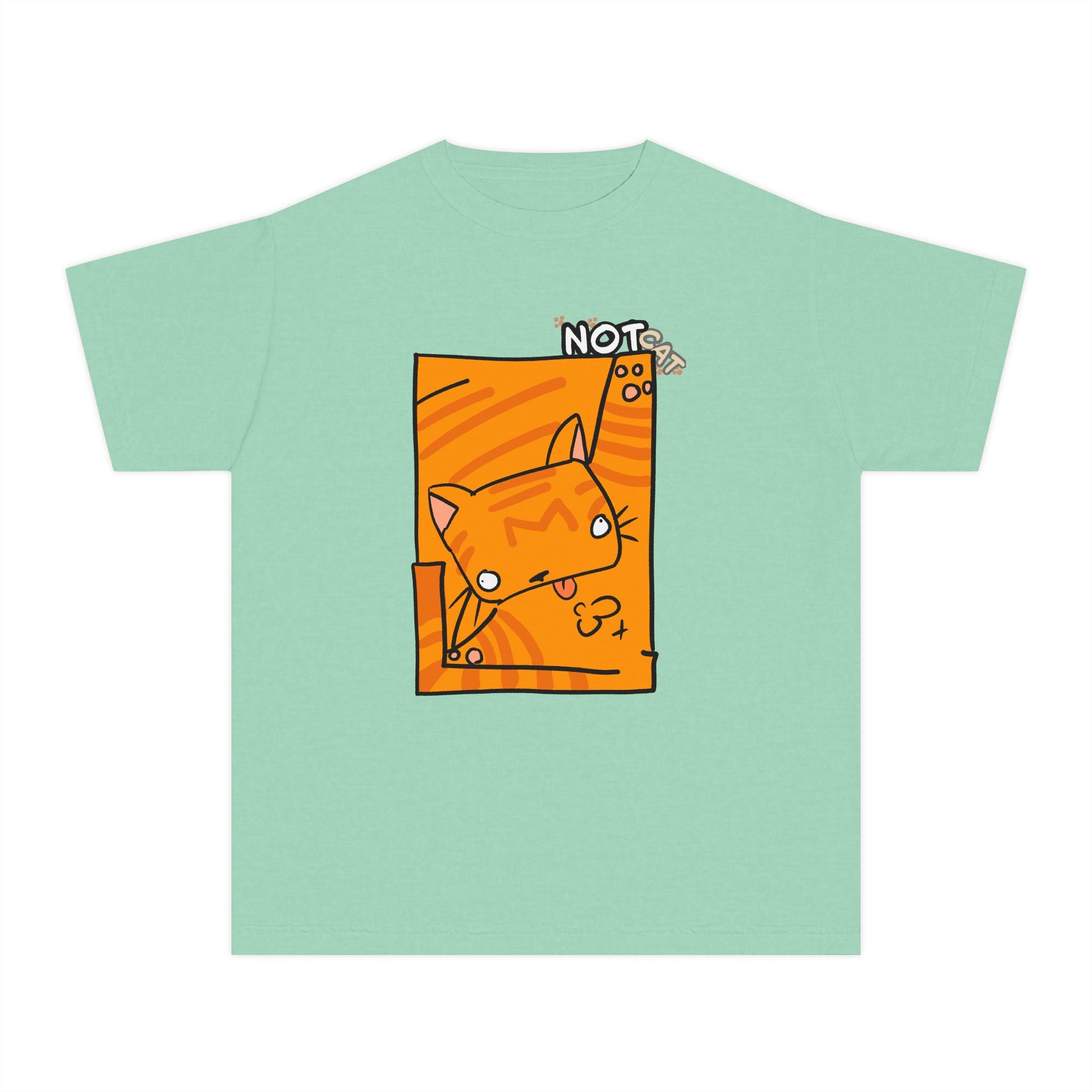 Orange Cat Youth Tee – Cute Cartoon Cat Graphic Shirt for Kids | Funny Not Cat Animal Cotton T-Shirt