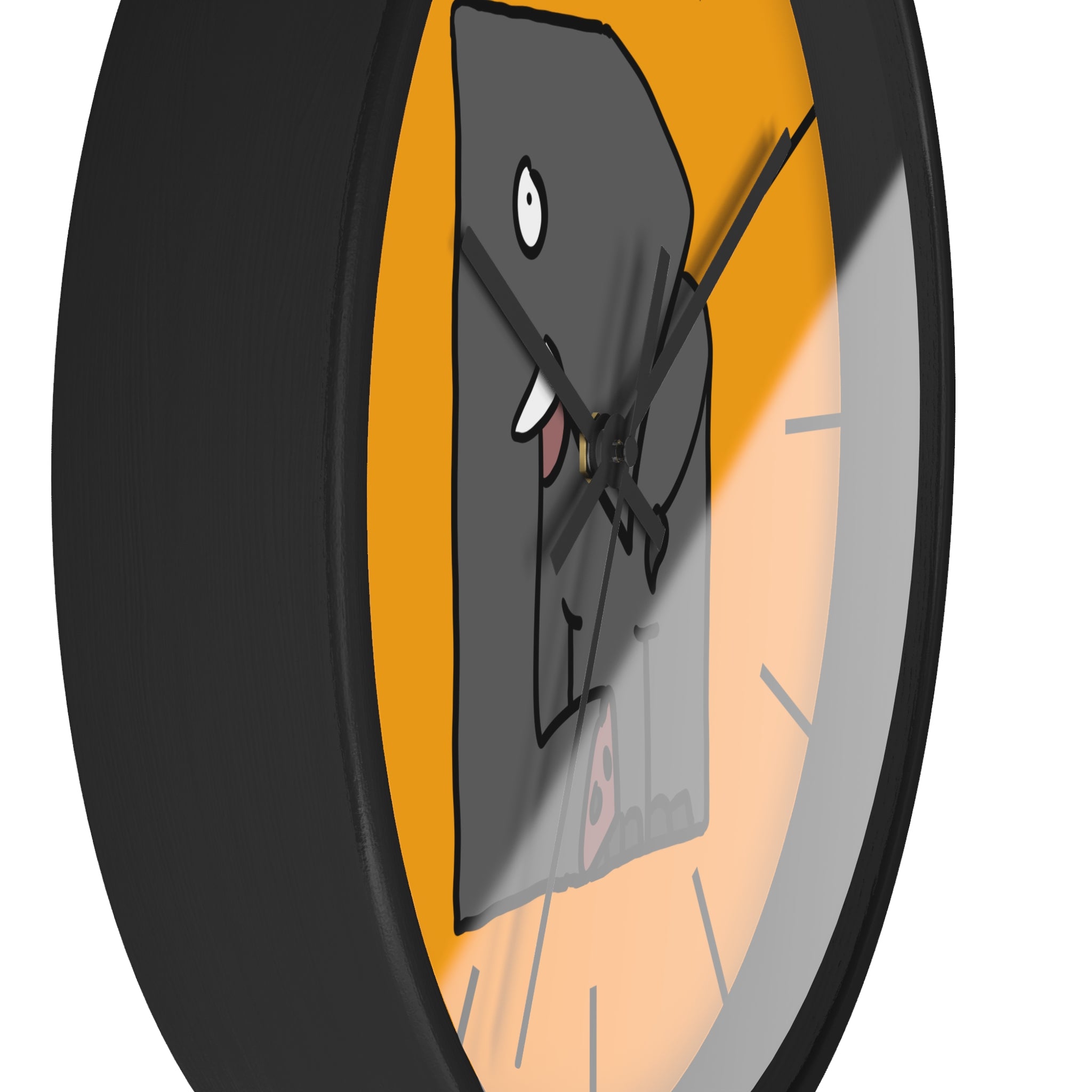 Elephant Cartoon Wall Clock — Cute Orange Nursery Clock with Playful Elephant Design
