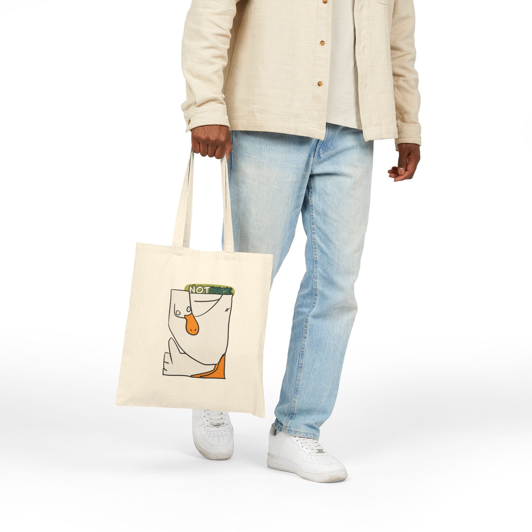 Sac fourre-tout en toile — Illustration visage abstrait « PAS canard » Sac shopping écologique