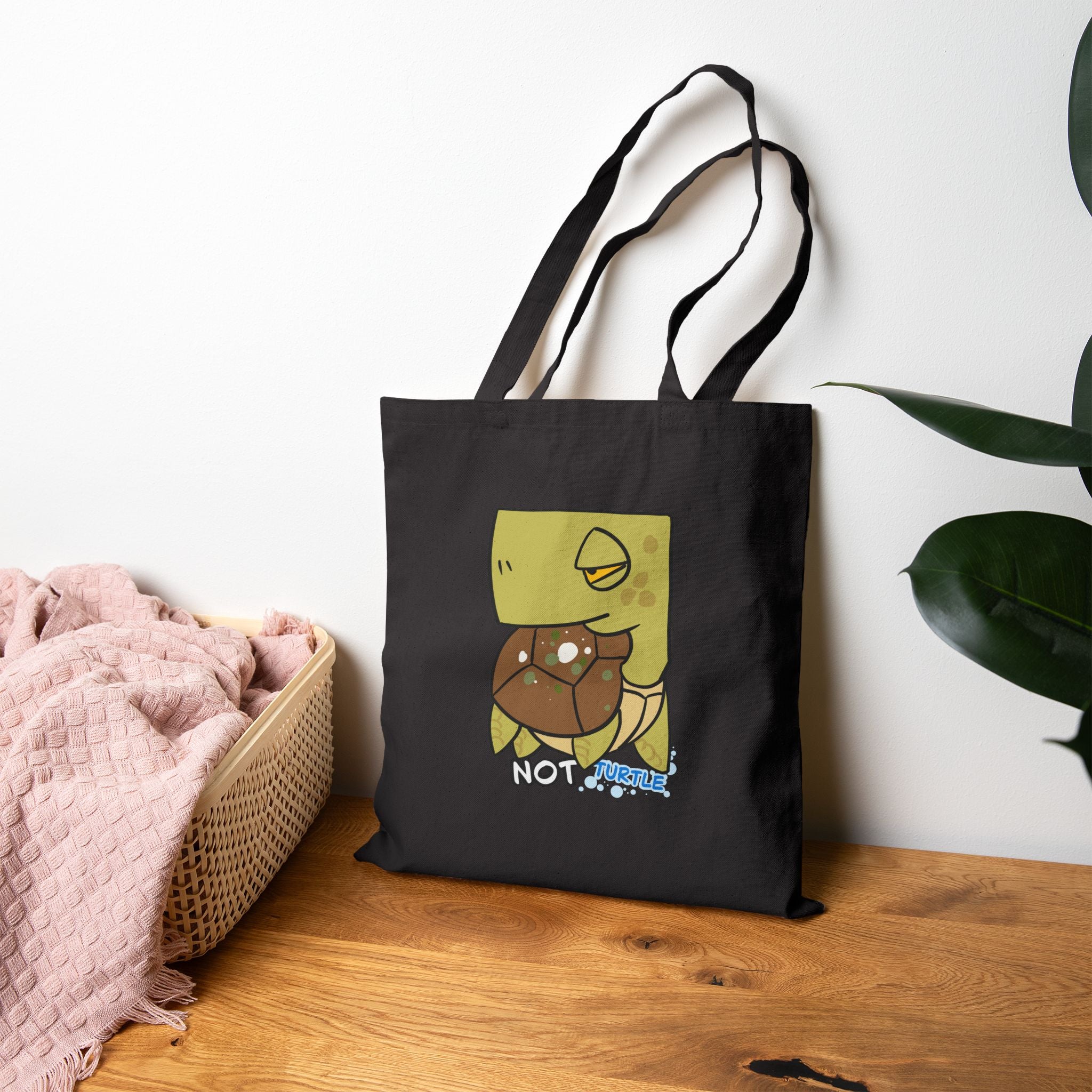 Sac fourre-tout en toile — Mignonne illustration de tortue « Pas une tortue »
