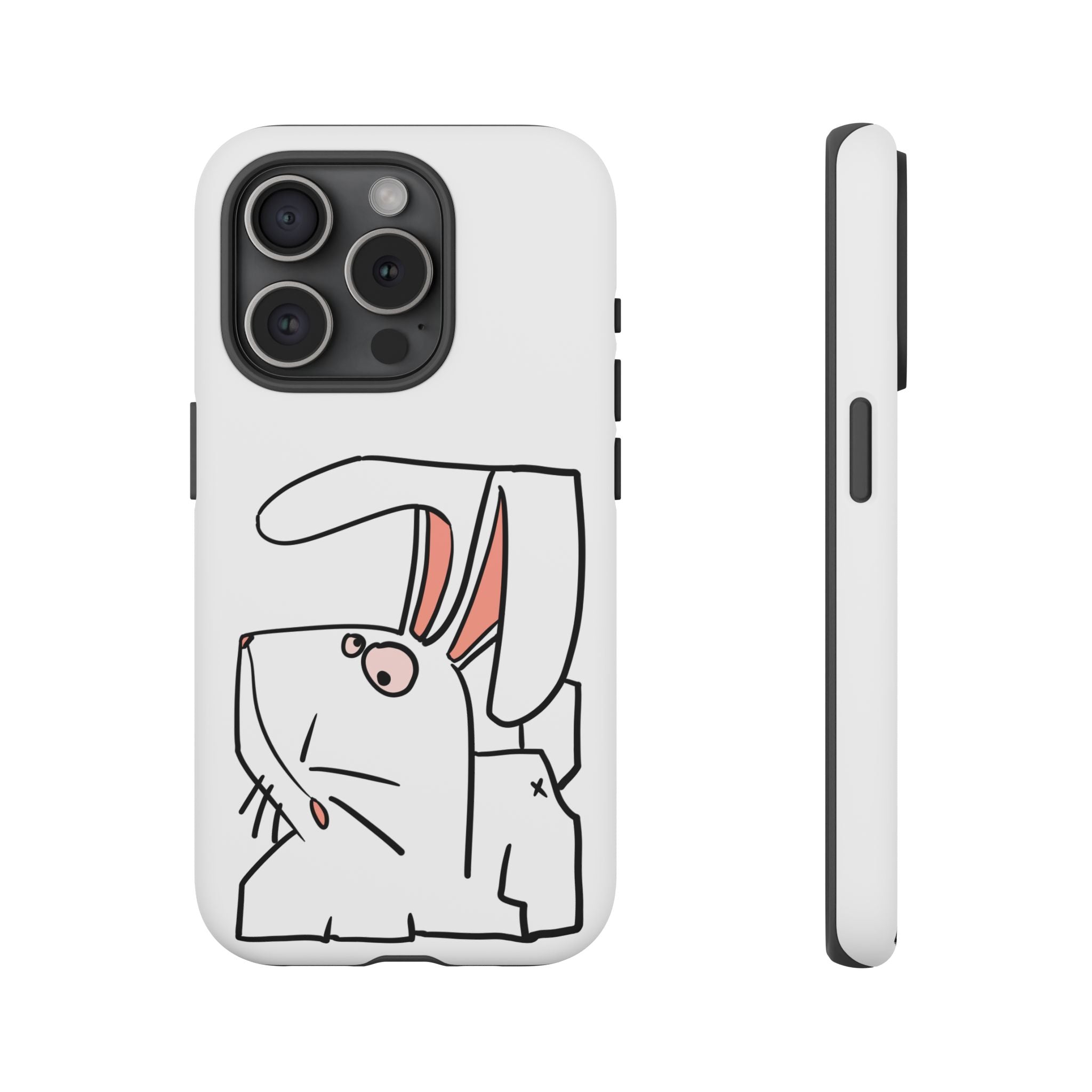 Coque de téléphone résistante Bunny Sketch — Housse d'iPhone Mignonne Lapin Minimaliste