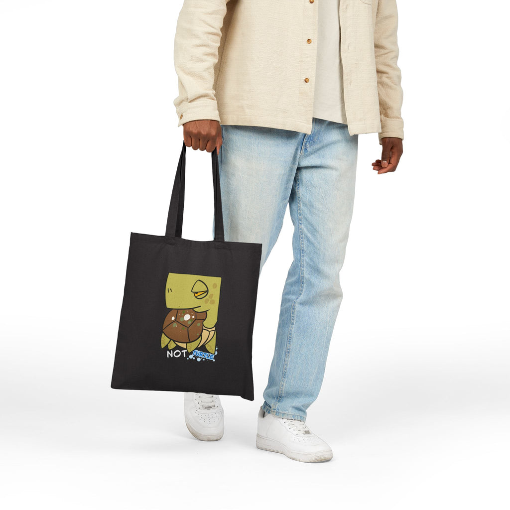 Canvas Tote Bag — Cute 'Not Turtle' Cartoon Turtle Illustration