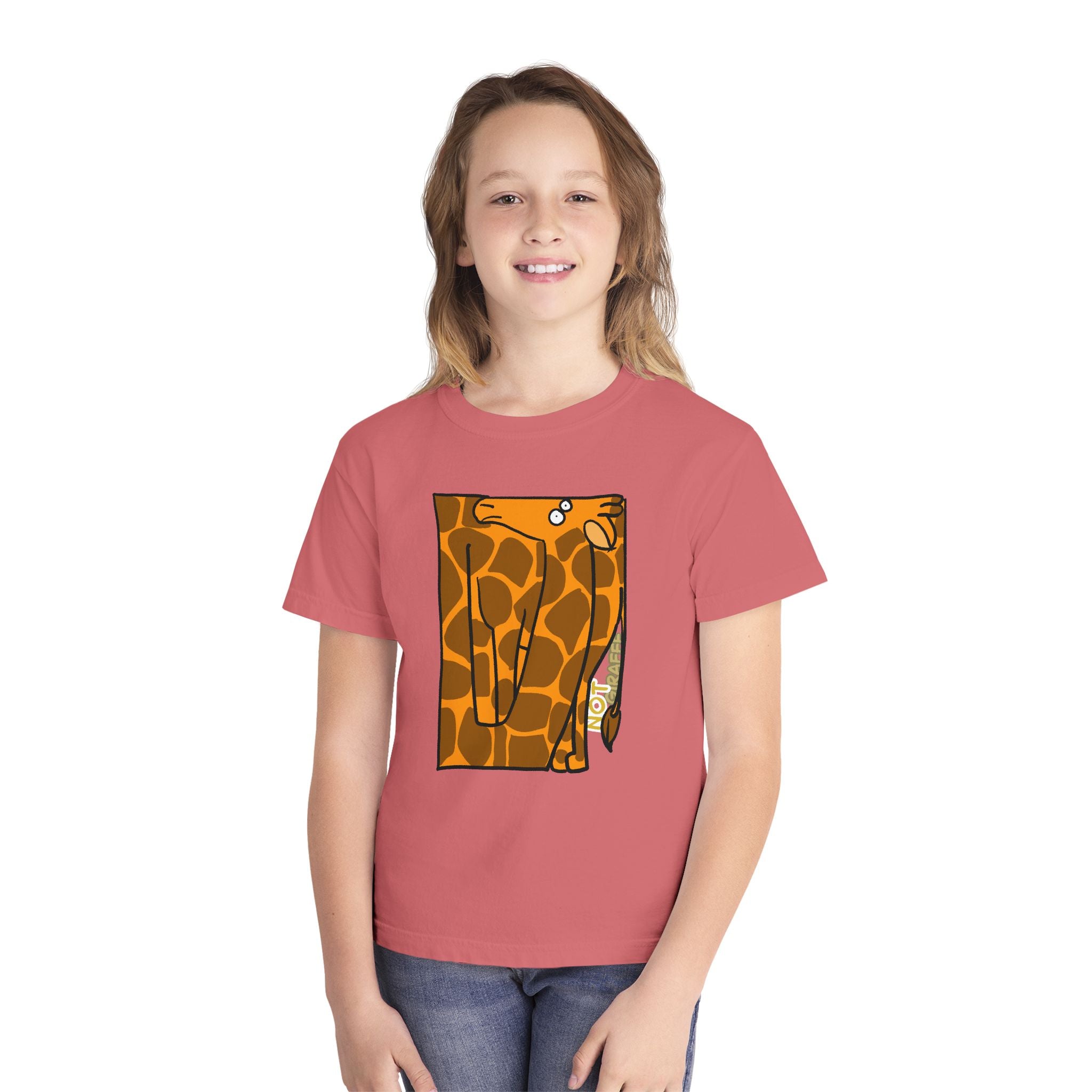 Giraffe Peek Kids Tee — Cute Peeking "Not Giraffe" Graphic Youth T-Shirt