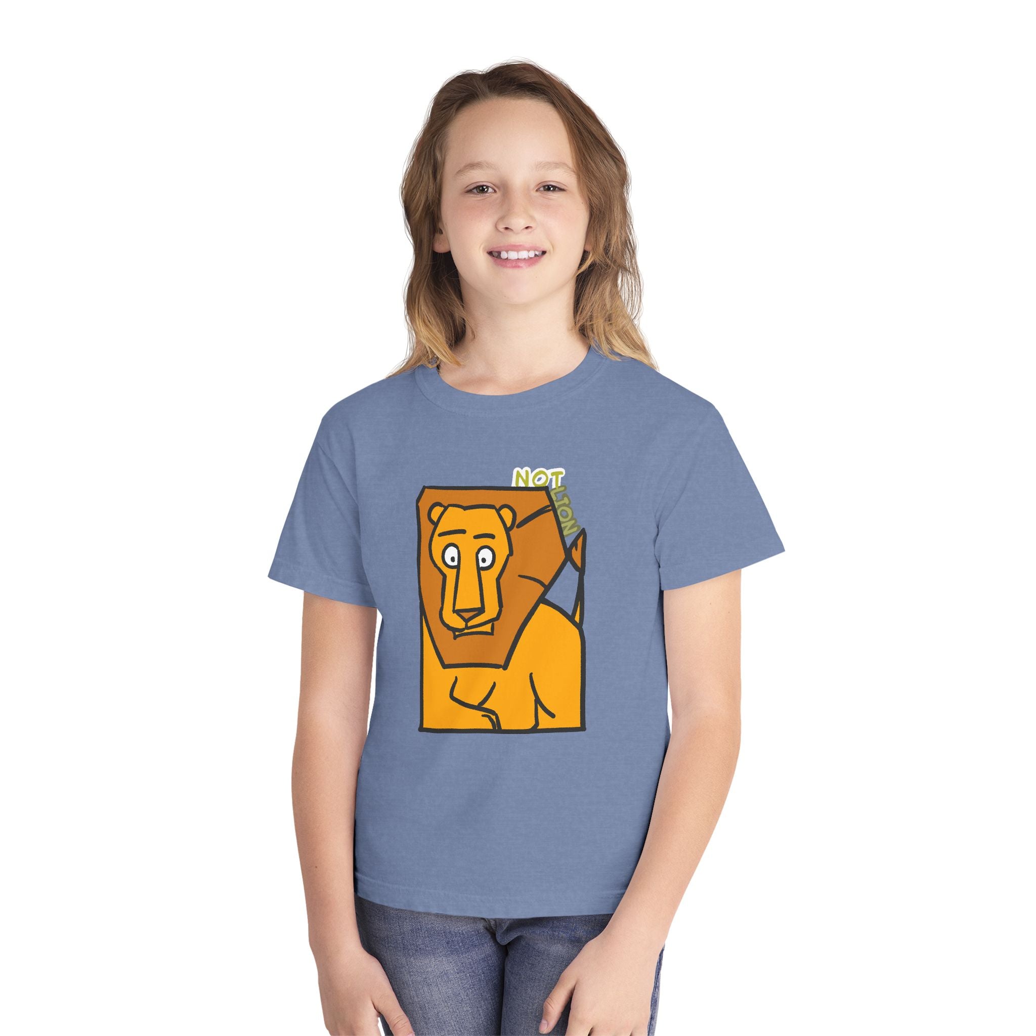 Lion Youth Tee — Playful 'NOT Lion' Graphic Kids T-Shirt