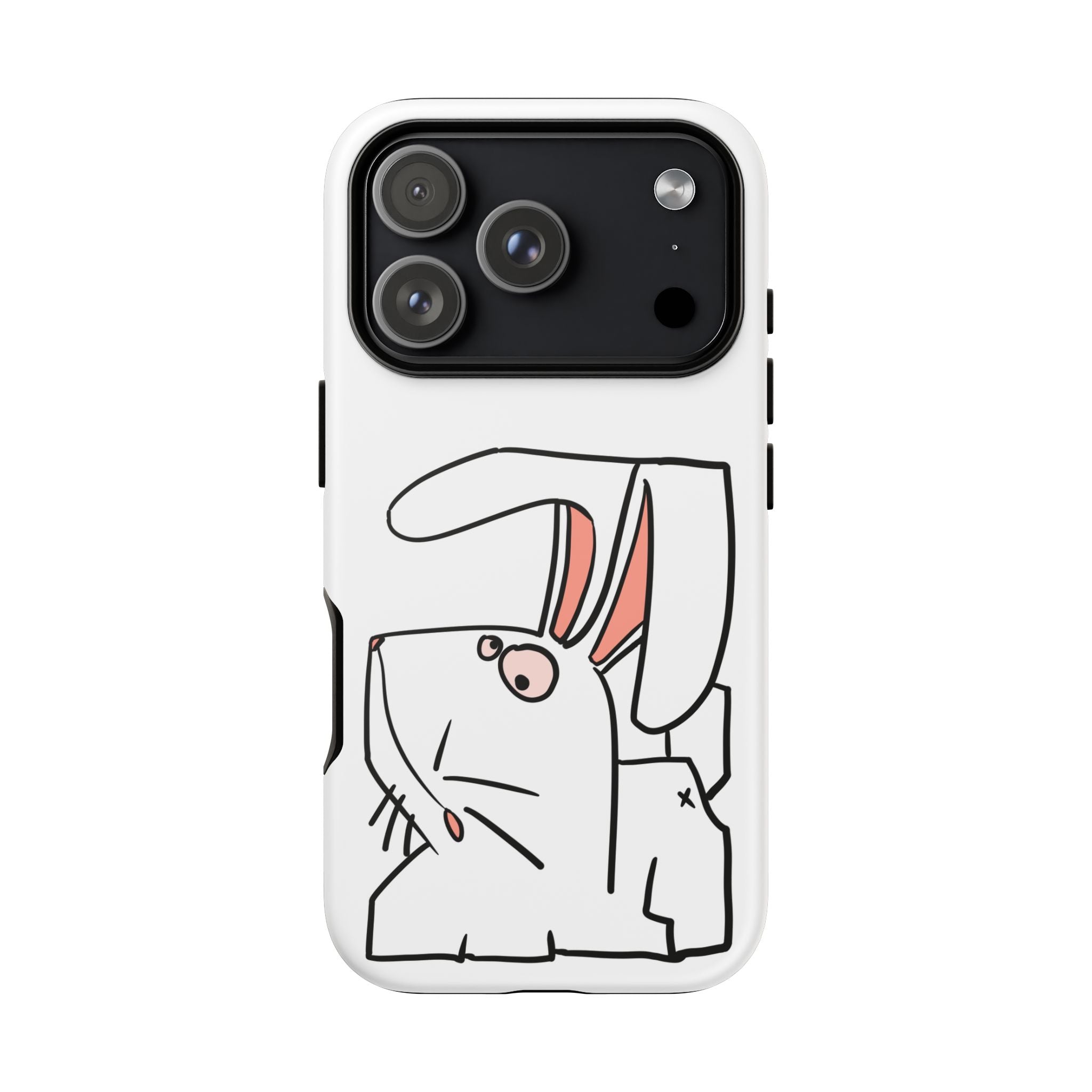 Coque de téléphone résistante Bunny Sketch — Housse d'iPhone Mignonne Lapin Minimaliste