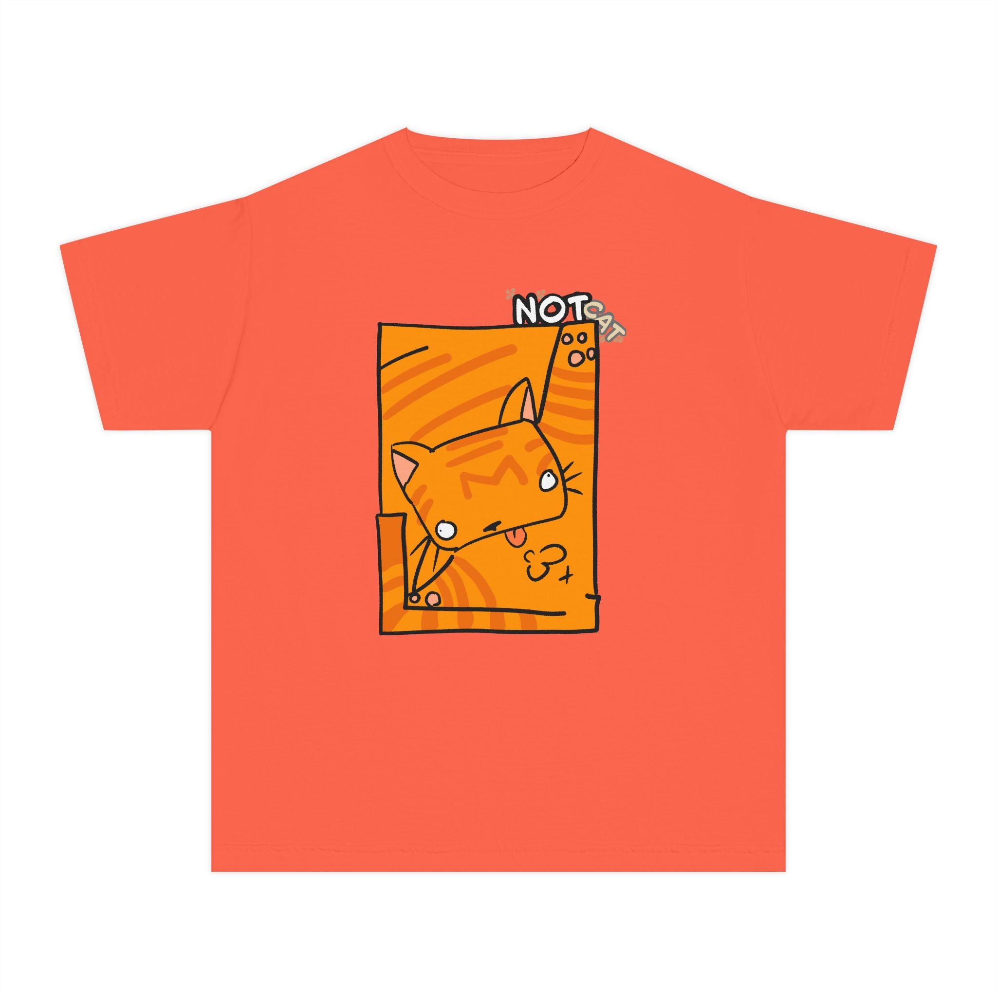 Orange Cat Youth Tee – Cute Cartoon Cat Graphic Shirt for Kids | Funny Not Cat Animal Cotton T-Shirt