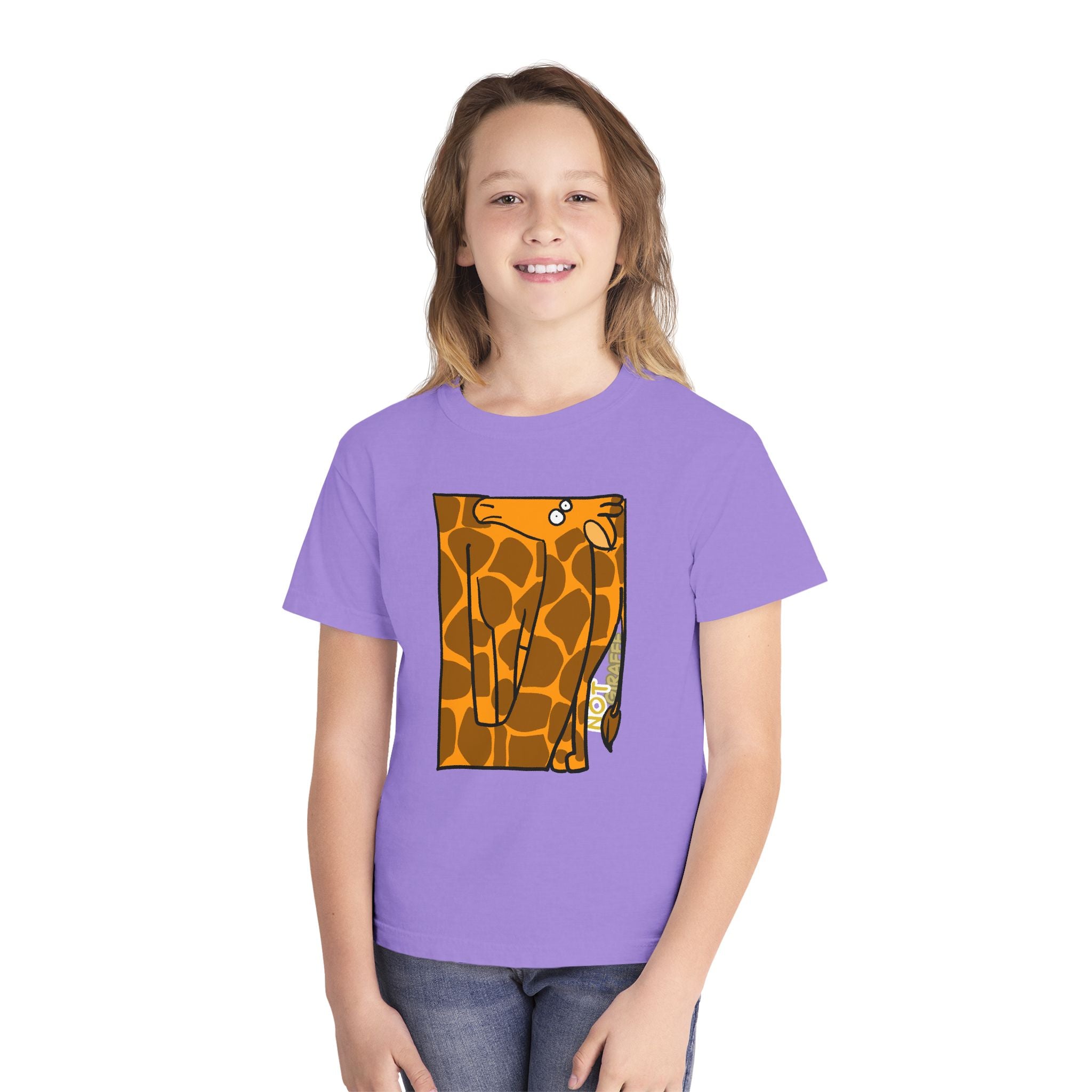 Giraffe Peek Kids Tee — Cute Peeking "Not Giraffe" Graphic Youth T-Shirt