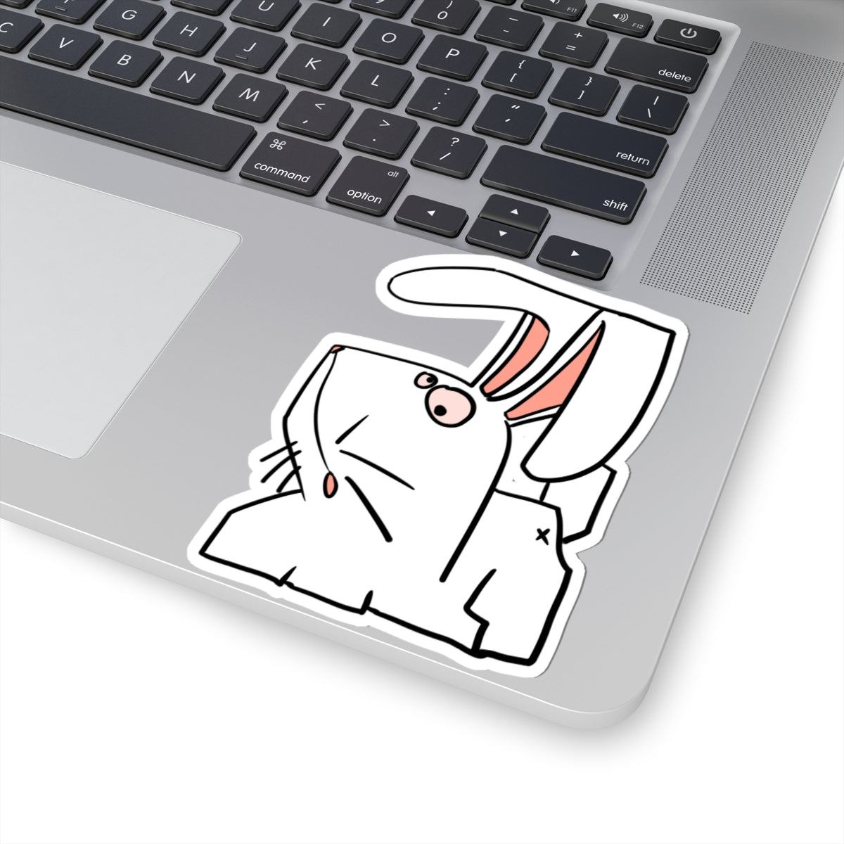 Grumpy Bunny Sticker — Cute Kiss-Cut Laptop Decal