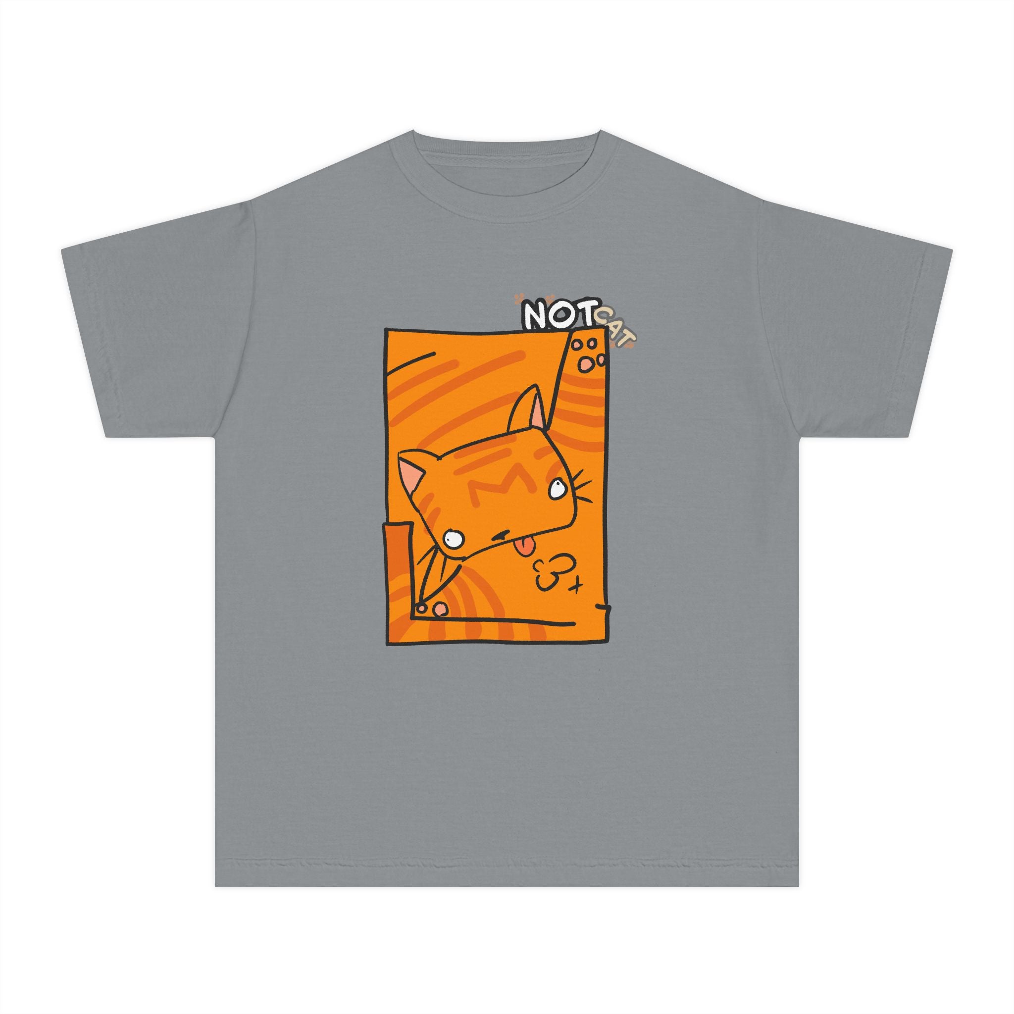 Orange Cat Youth Tee – Cute Cartoon Cat Graphic Shirt for Kids | Funny Not Cat Animal Cotton T-Shirt
