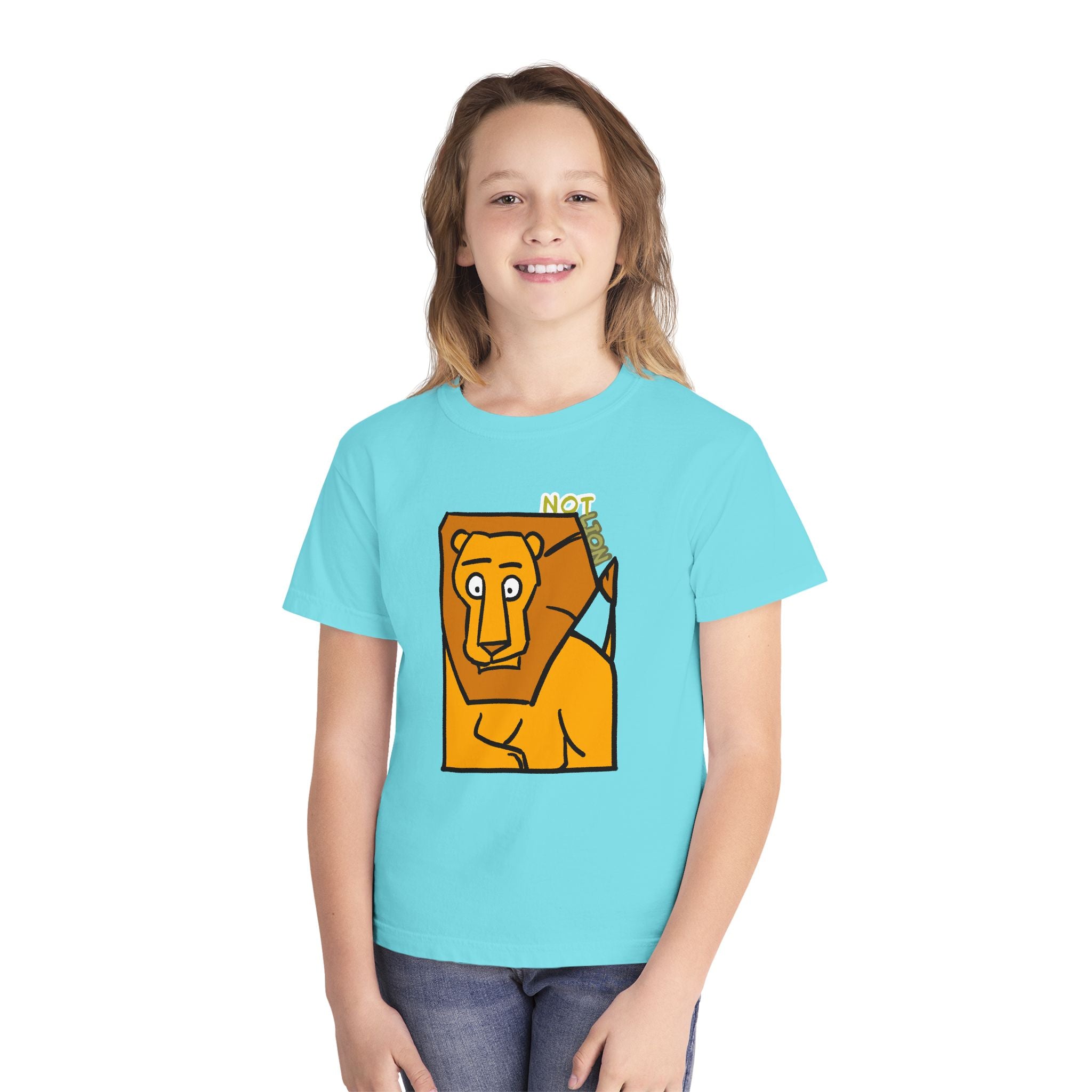 Lion Youth Tee — Playful 'NOT Lion' Graphic Kids T-Shirt
