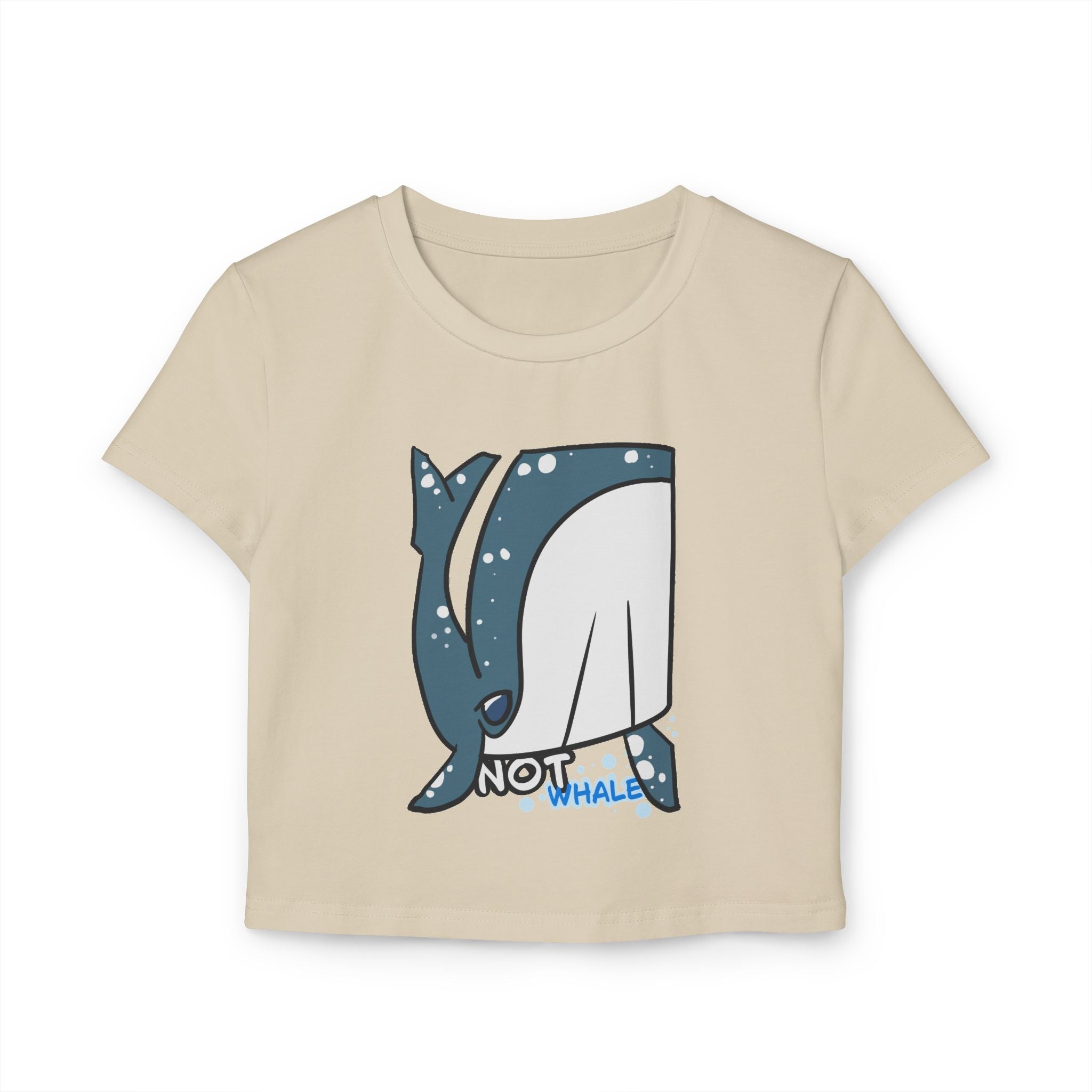 Whale Crop Tee — Cute Cartoon "Not Whale" Graphic Women's Baby Tee