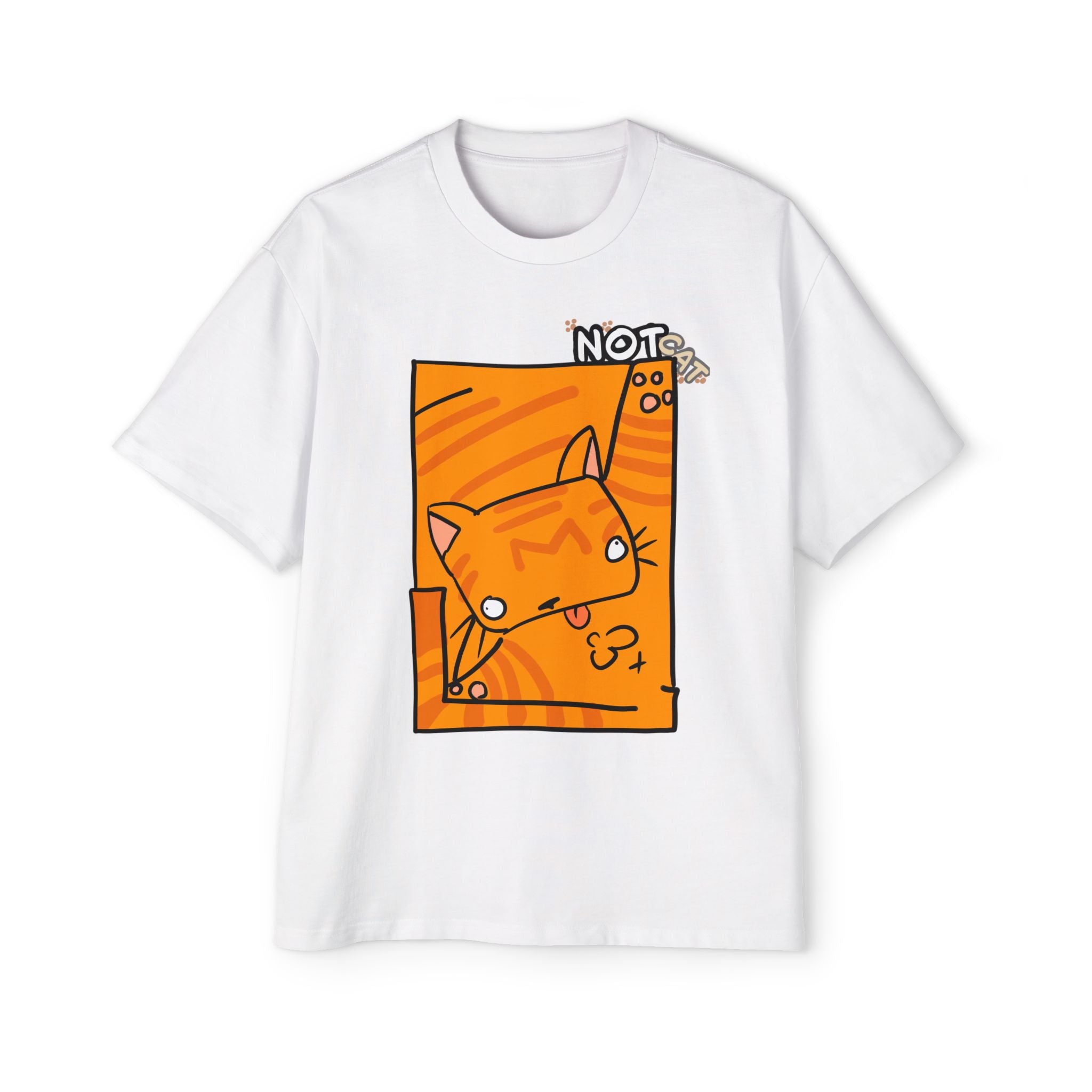 T-shirt graphique chat — « Pas chat » | T-shirt oversize chat orange dessin animé