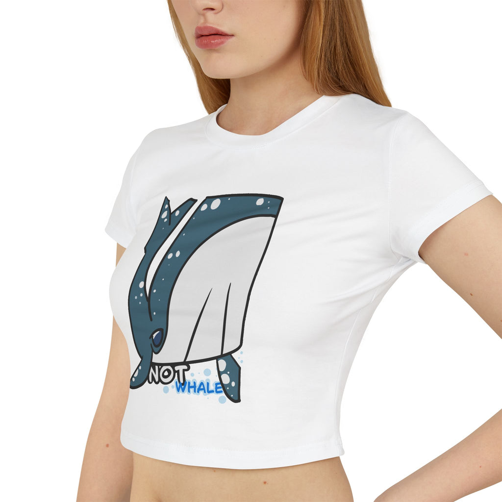 Whale Crop Tee — Cute Cartoon "Not Whale" Graphic Women's Baby Tee