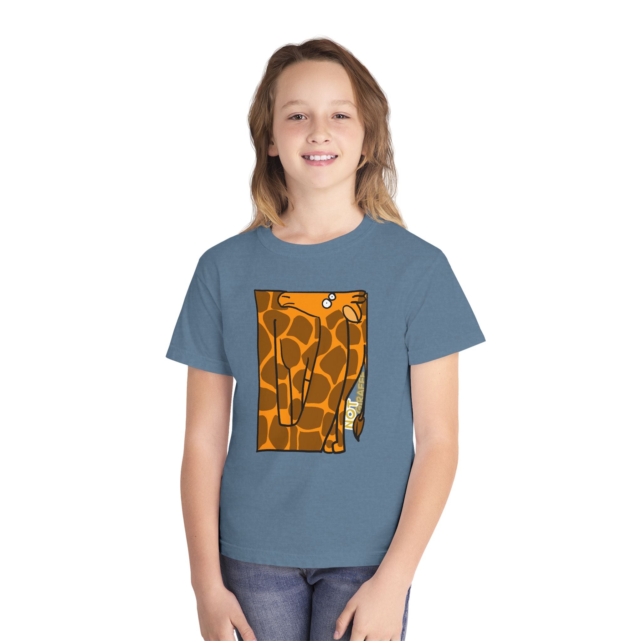 Giraffe Peek Kids Tee — Cute Peeking "Not Giraffe" Graphic Youth T-Shirt