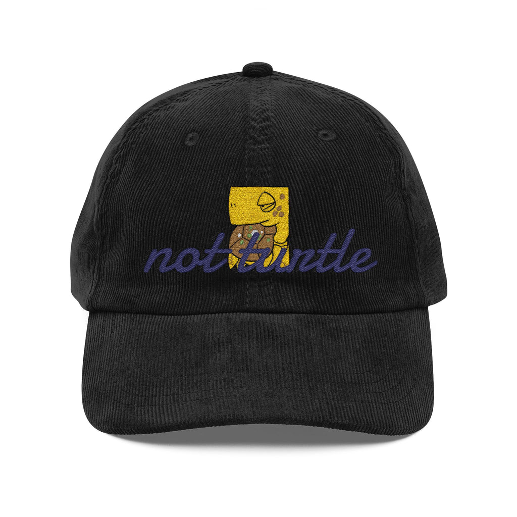 Vintage Corduroy Cap – Embroidered "Not Turtle" Script Patch