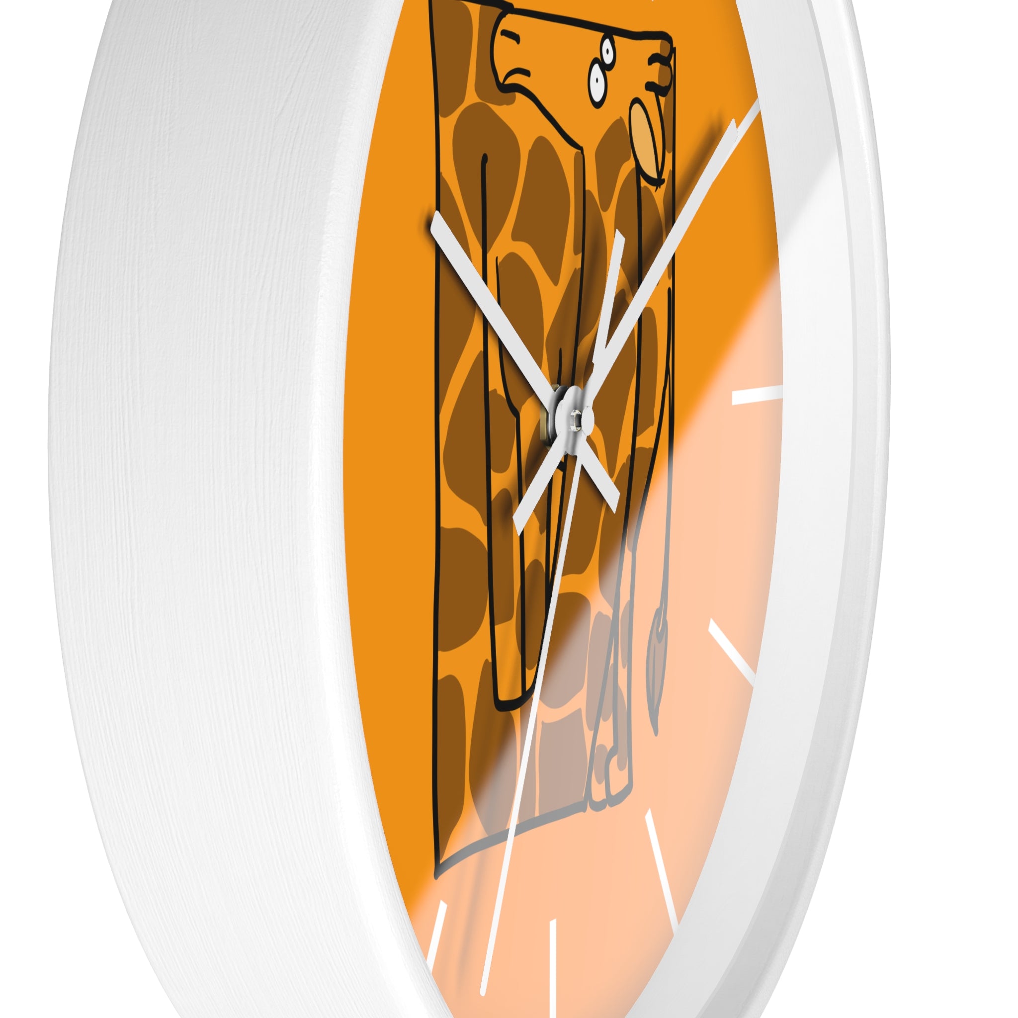 Giraffe Art Wall Clock – Whimsical Orange Safari Decor