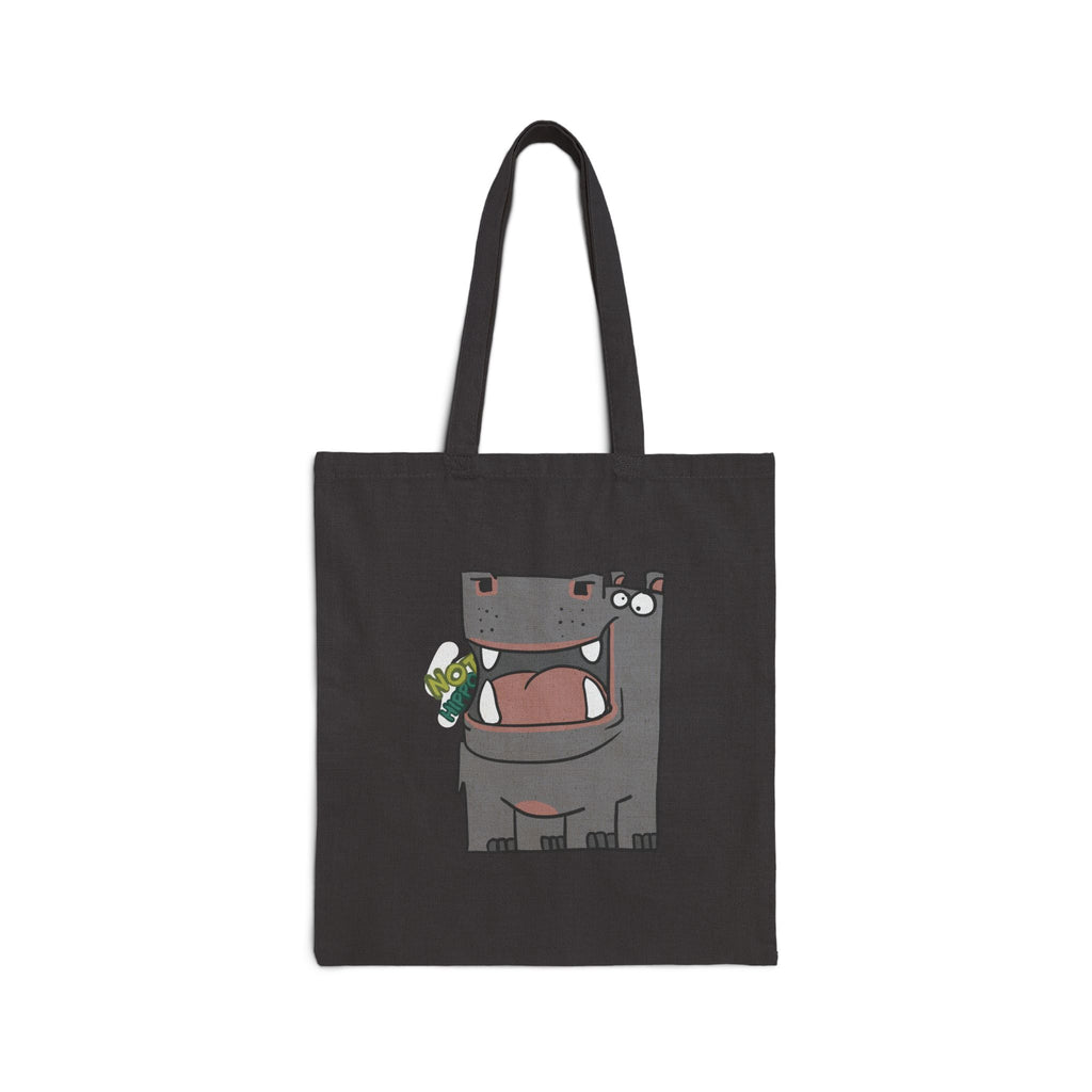 Hippo Cotton Canvas Tote Bag — Cute Cartoon 'Not Hippo' Eco Grocery Bag