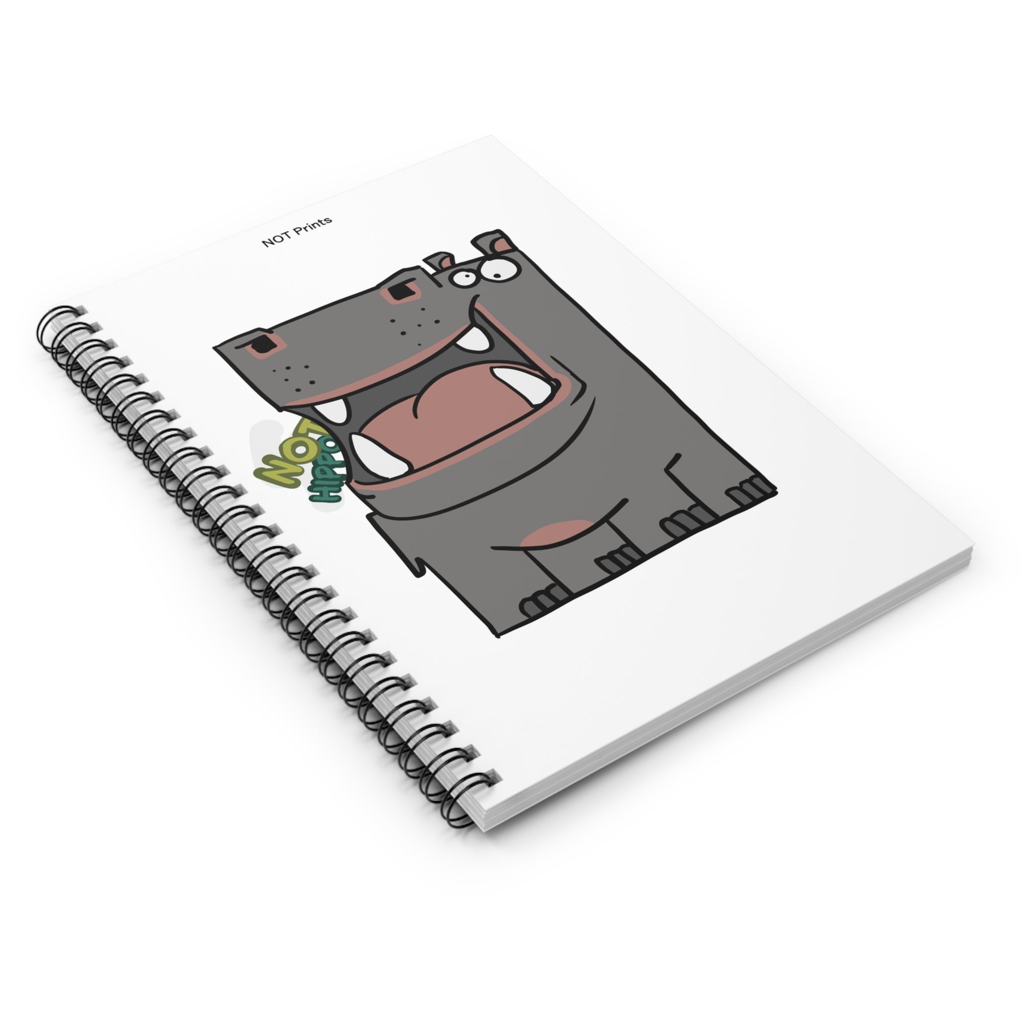 Hippo Cartoon Spiral Notebook — Funny "NOT Hippo" Speech Bubble Ruled Journal