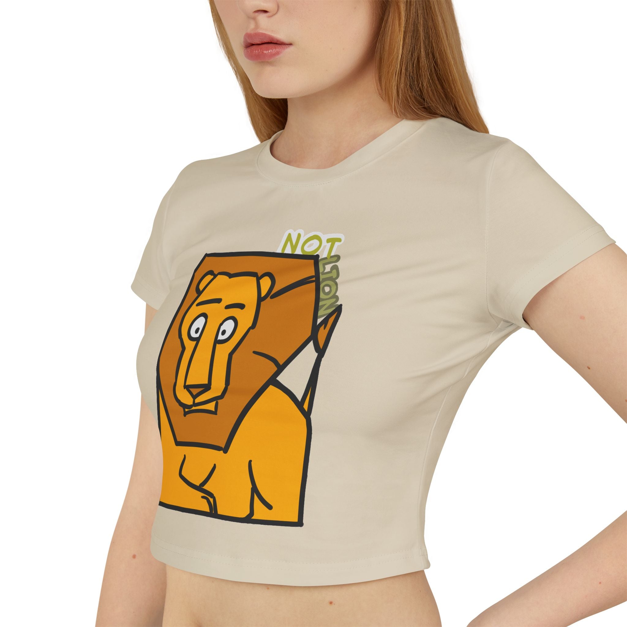 Lion Graphic Baby Tee — "Not Lion" Cute Retro Energy Top