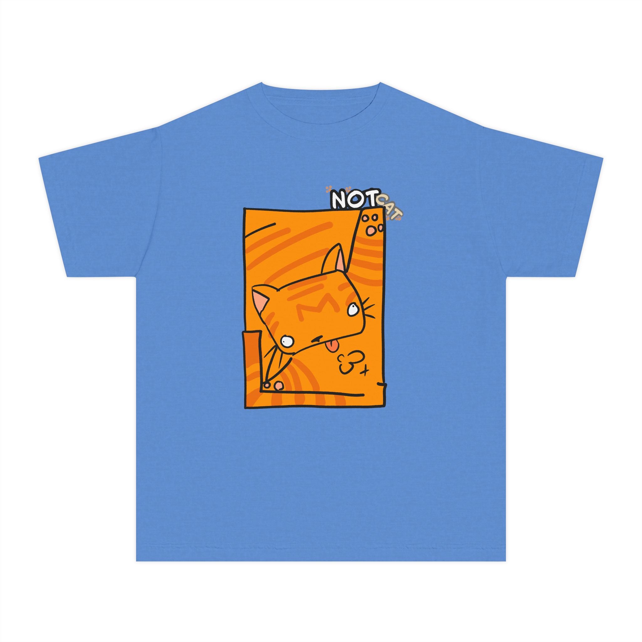 Orange Cat Youth Tee – Cute Cartoon Cat Graphic Shirt for Kids | Funny Not Cat Animal Cotton T-Shirt
