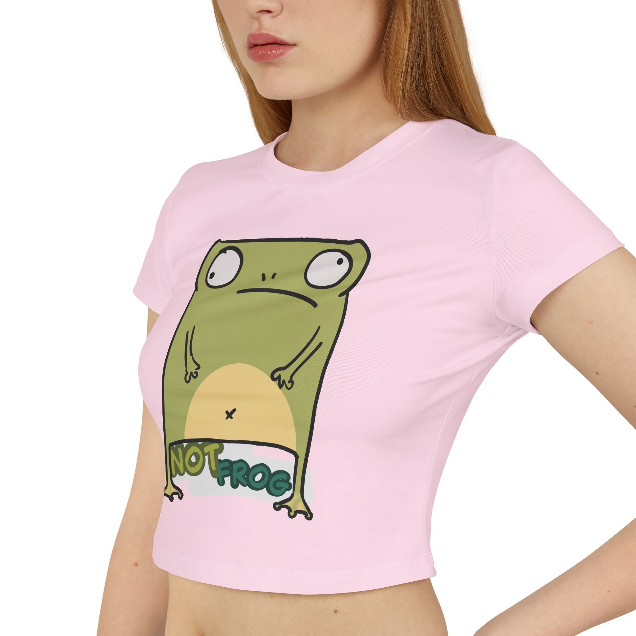 Frog Women's Baby Tee — Cute "Not Frog" Graphic Crop T‑Shirt