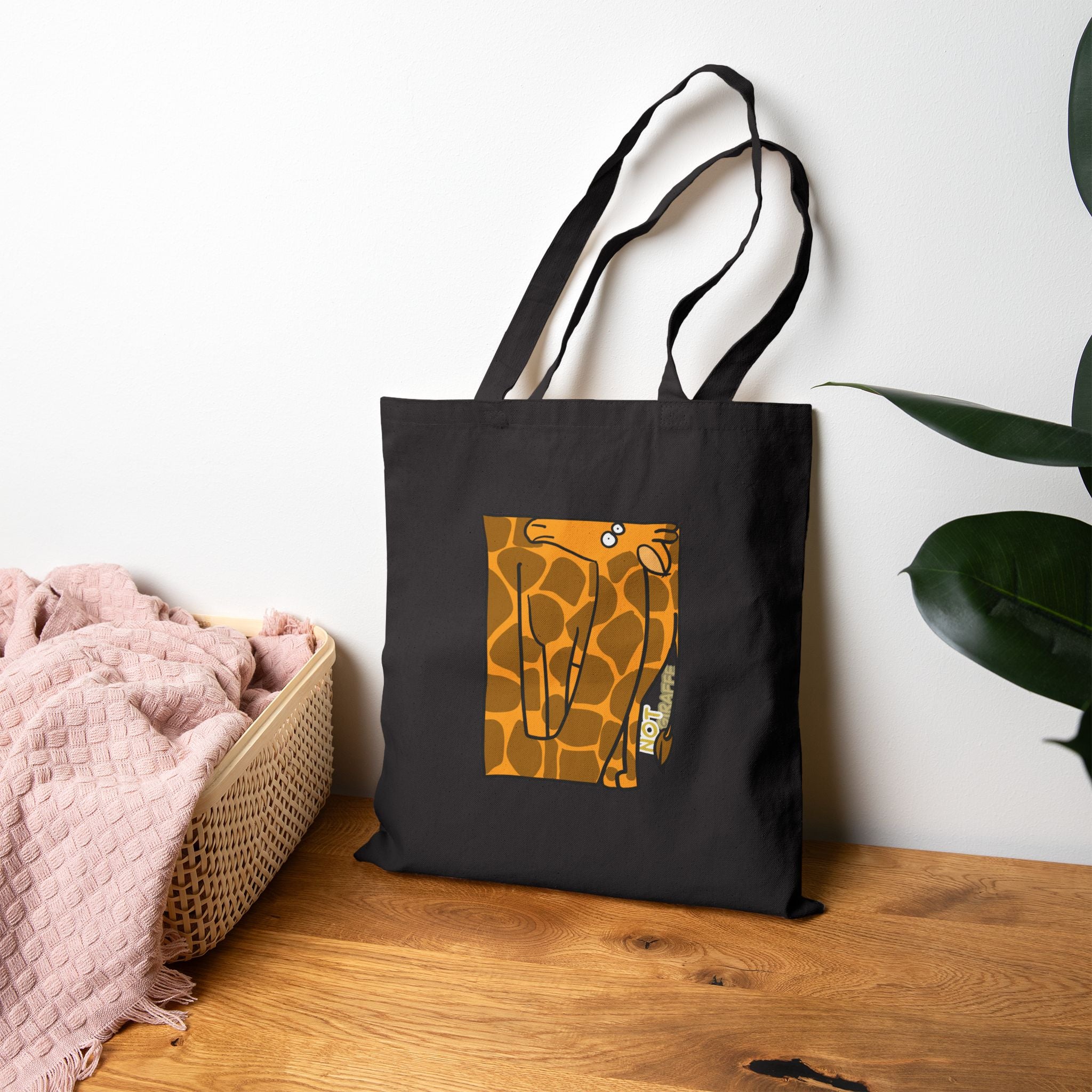 Giraffe Cotton Tote Bag – Cute Cartoon 'Not Giraffe' Canvas Shopper