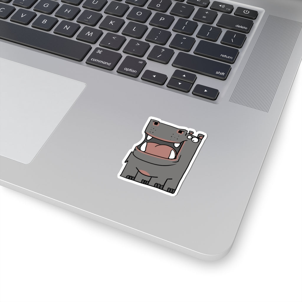 Hippo Kiss-Cut Sticker — Cute Cartoon Hippo Laptop Decal
