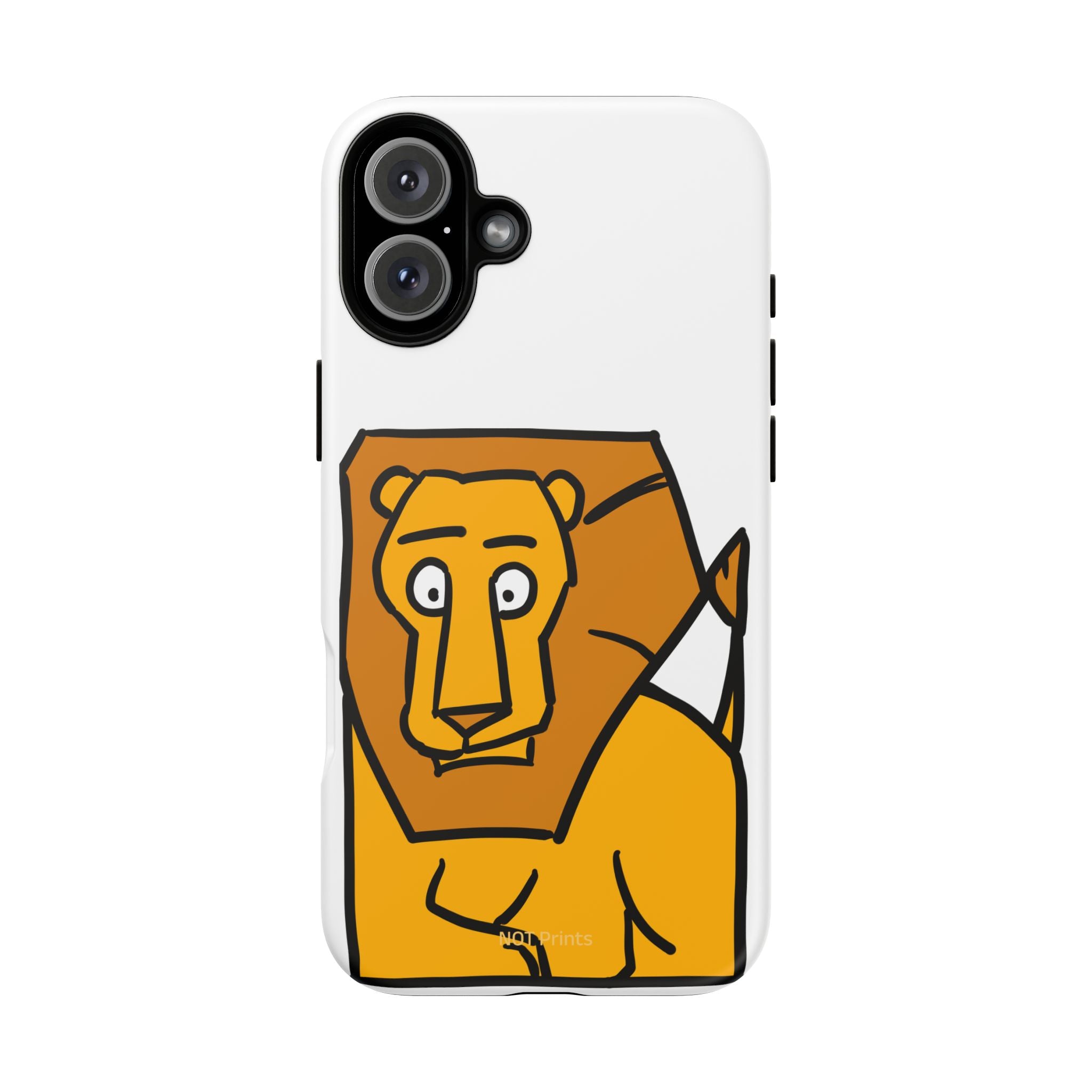 Lion Illustration Phone Case — Cute Bold Cartoon Lion Protective Cover
