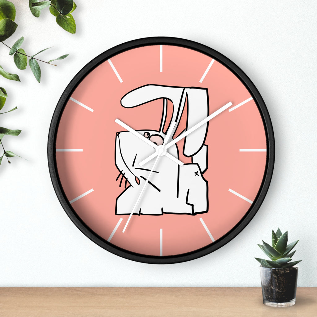 Cute Pink Bunny Wall Clock — Playful Ceramic Rabbit Design
