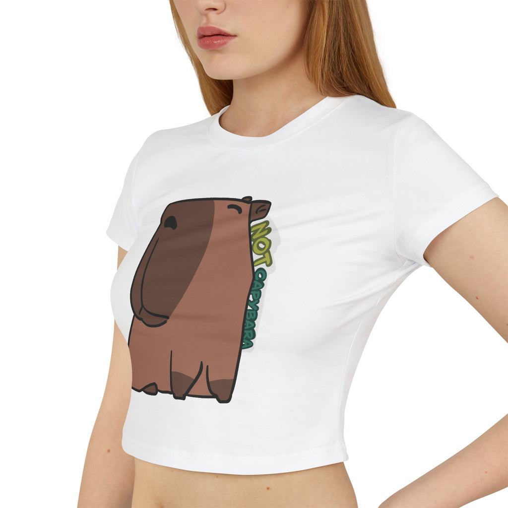 Capybara Cute Crop Tee — 'Not Capybara' Graphic Women's Baby Tee