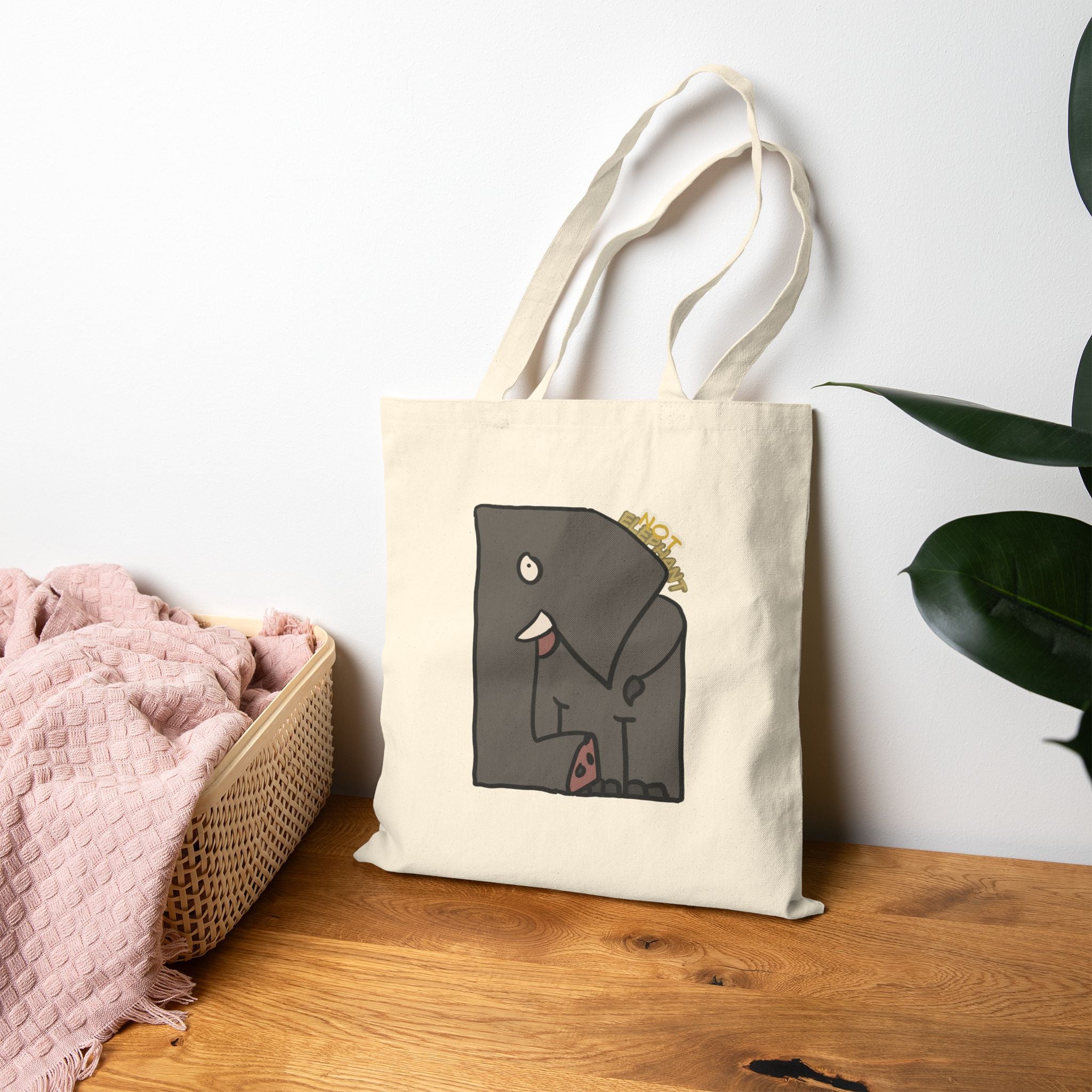 Elephant Tote — Cute Cartoon 'Not Elephant' Cotton Canvas Tote Bag