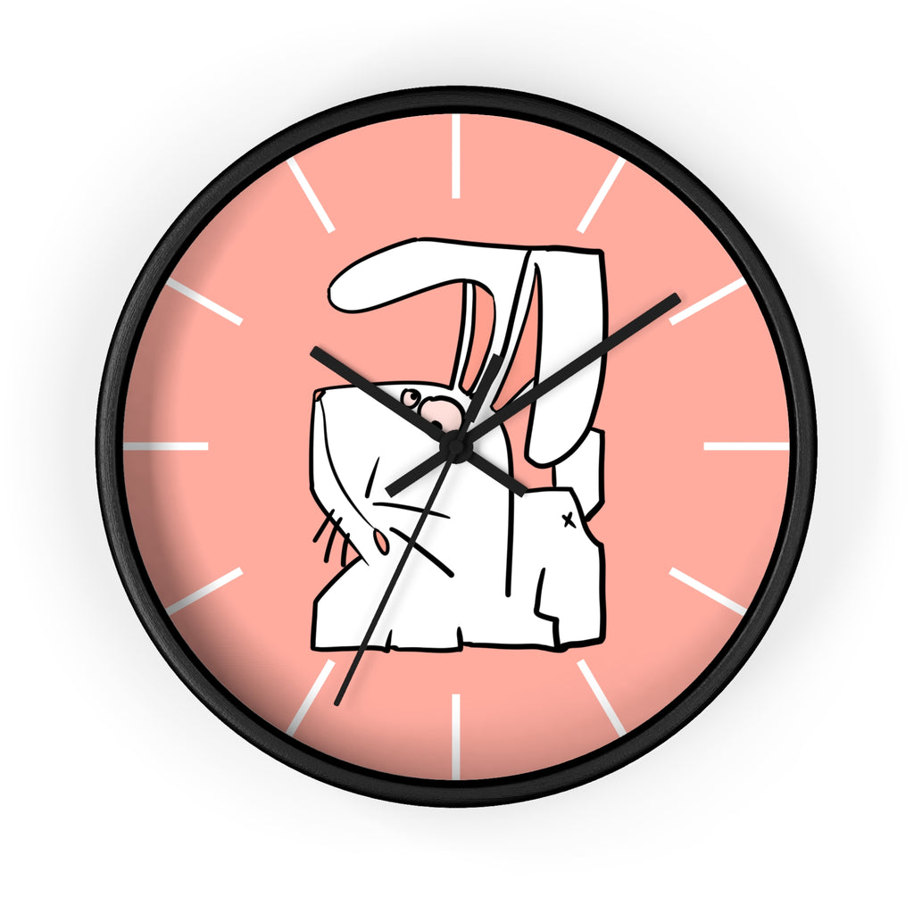 Cute Pink Bunny Wall Clock — Playful Ceramic Rabbit Design