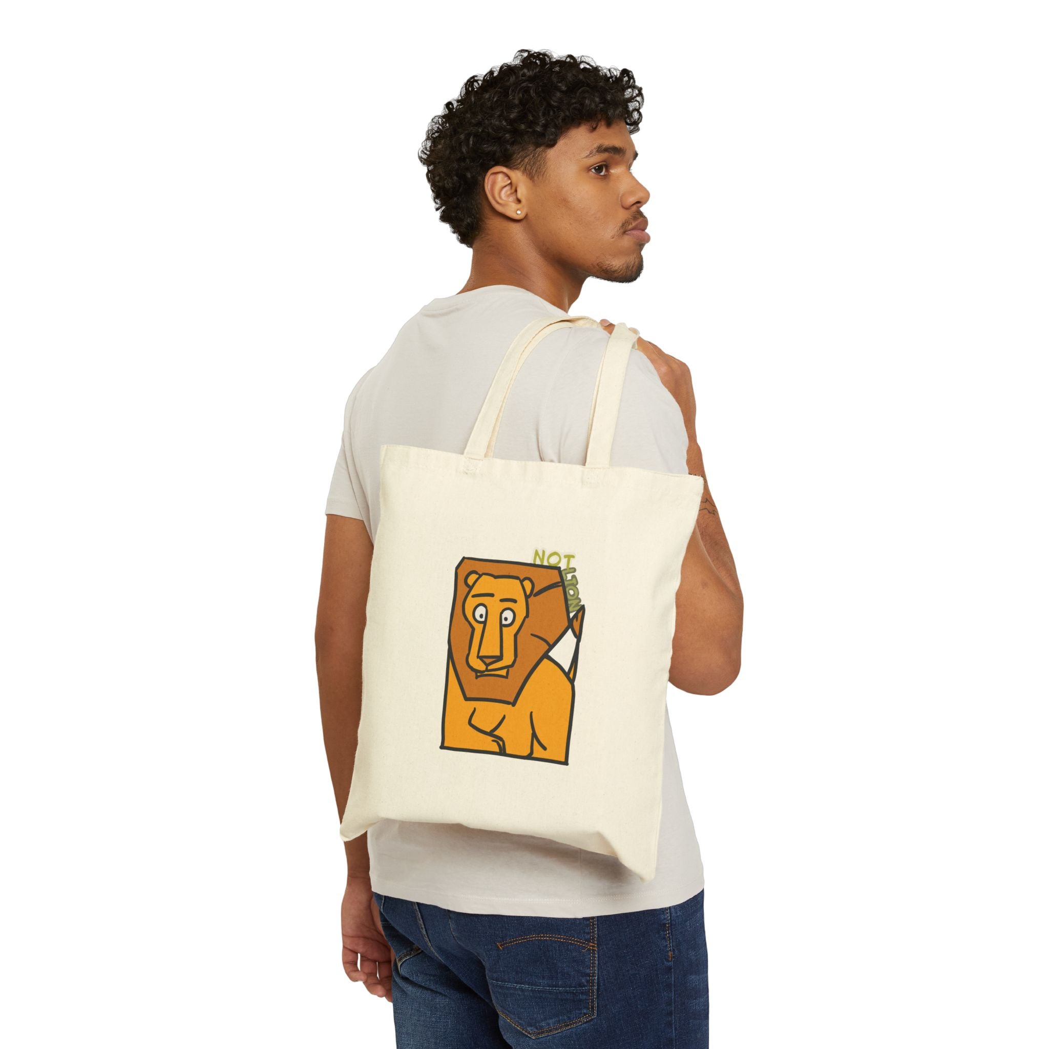 Tote Bag — Cute Cartoon "Not Lion" Canvas Tote for Eco-Friendly Everyday Use