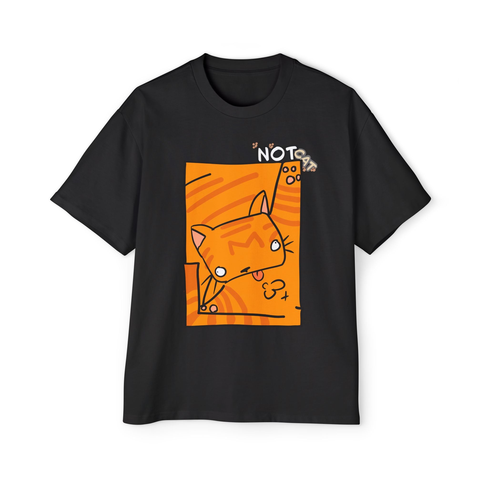 T-shirt graphique chat — « Pas chat » | T-shirt oversize chat orange dessin animé