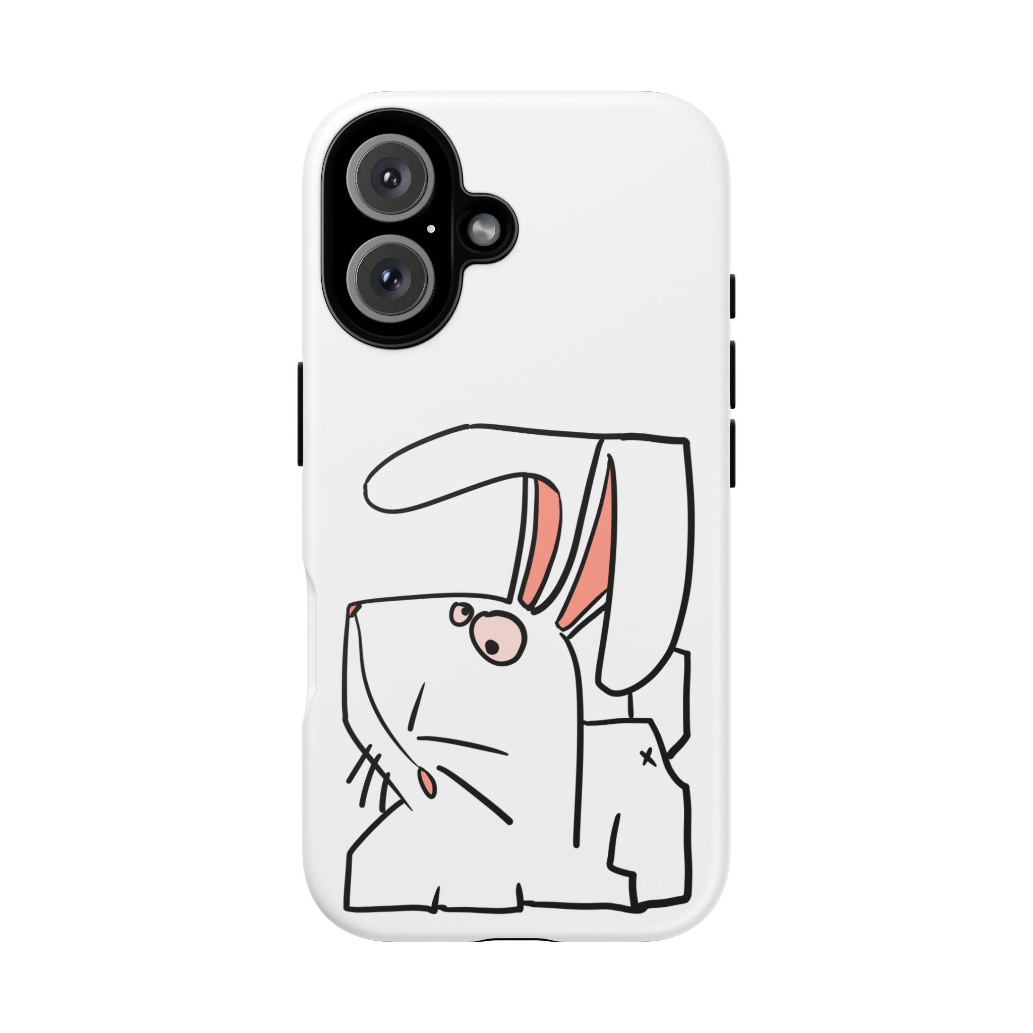 Coque de téléphone résistante Bunny Sketch — Housse d'iPhone Mignonne Lapin Minimaliste
