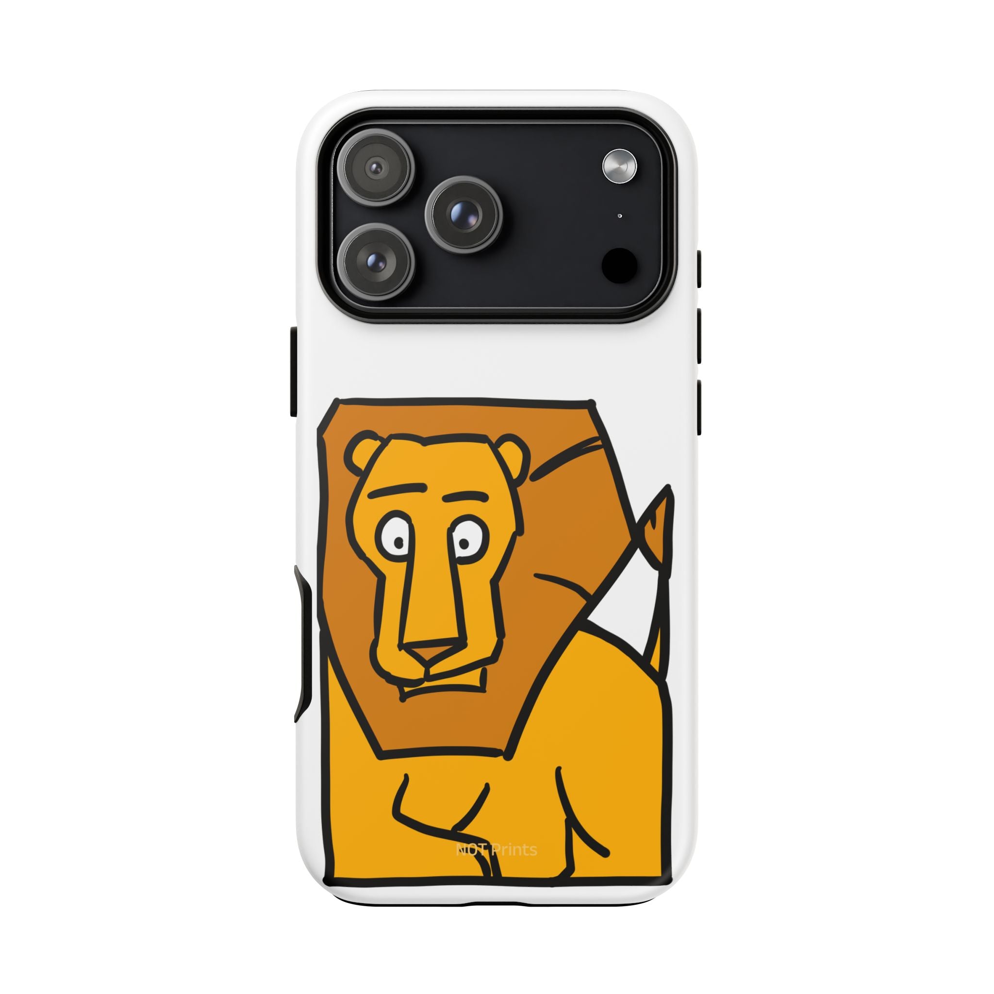 Lion Illustration Phone Case — Cute Bold Cartoon Lion Protective Cover