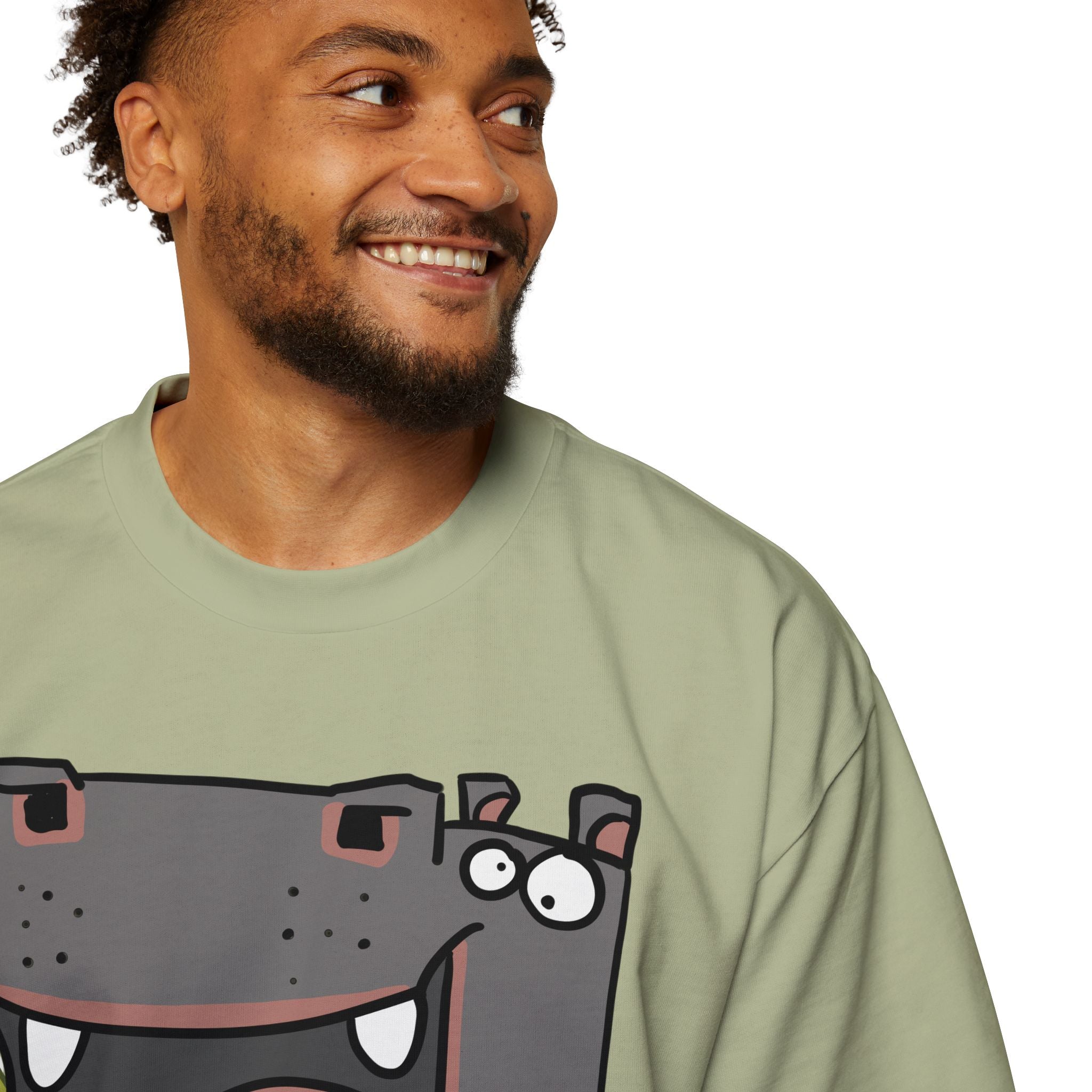 Hippo Cartoon Tee — Cute 'NOT HIPPO' Graphic Oversized T-Shirt