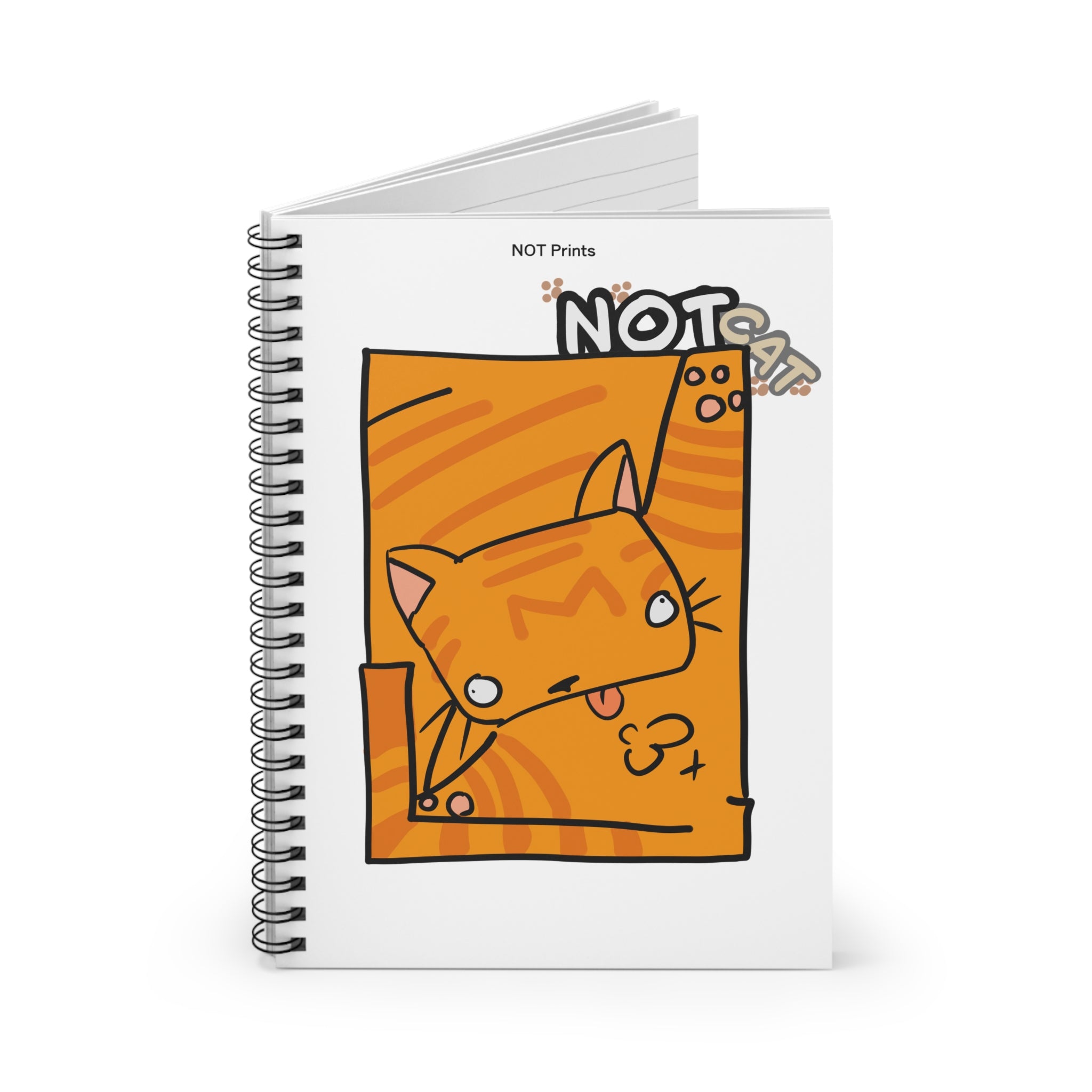 Spiral Notebook — Cute Orange Cat "Not Cat" Ruled Journal