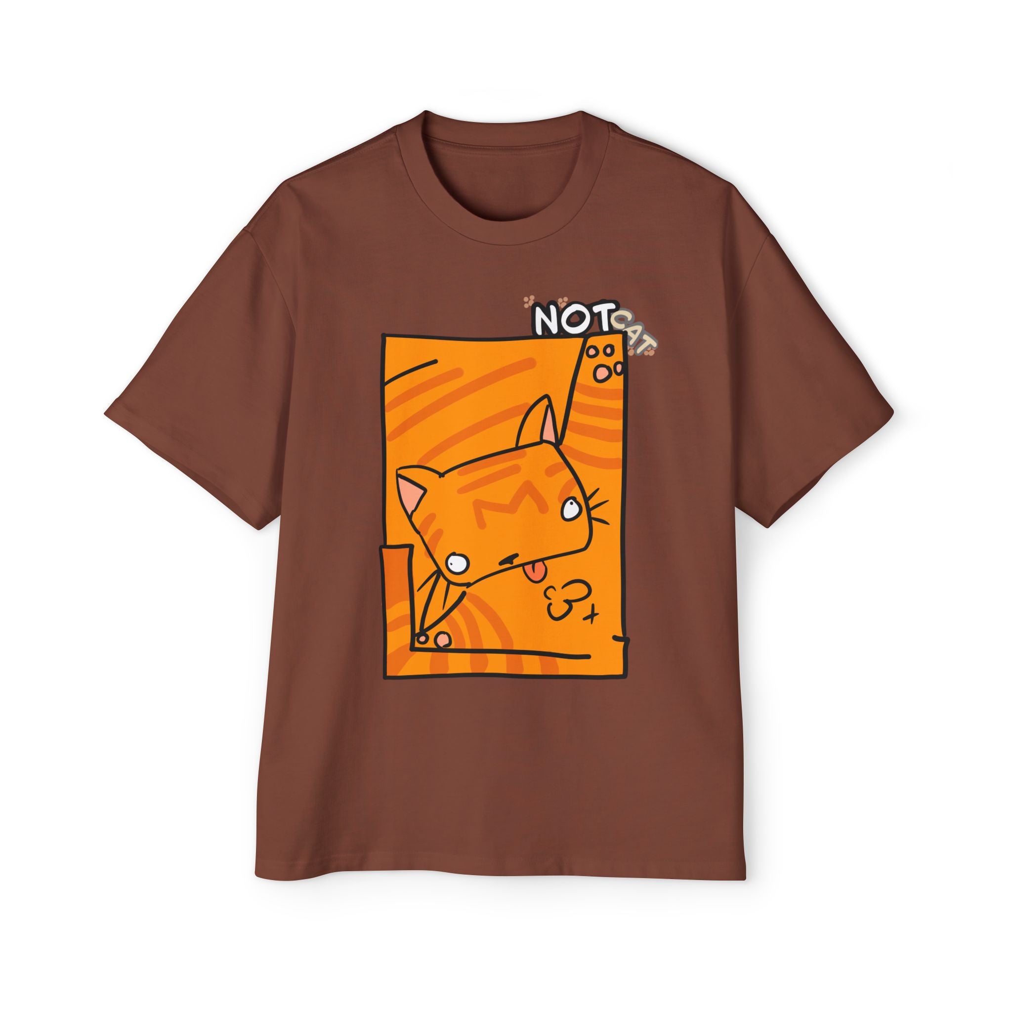 T-shirt graphique chat — « Pas chat » | T-shirt oversize chat orange dessin animé