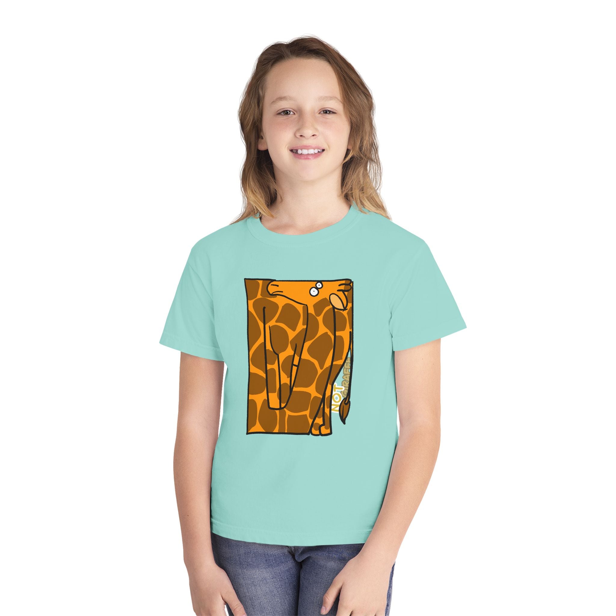 Giraffe Peek Kids Tee — Cute Peeking "Not Giraffe" Graphic Youth T-Shirt