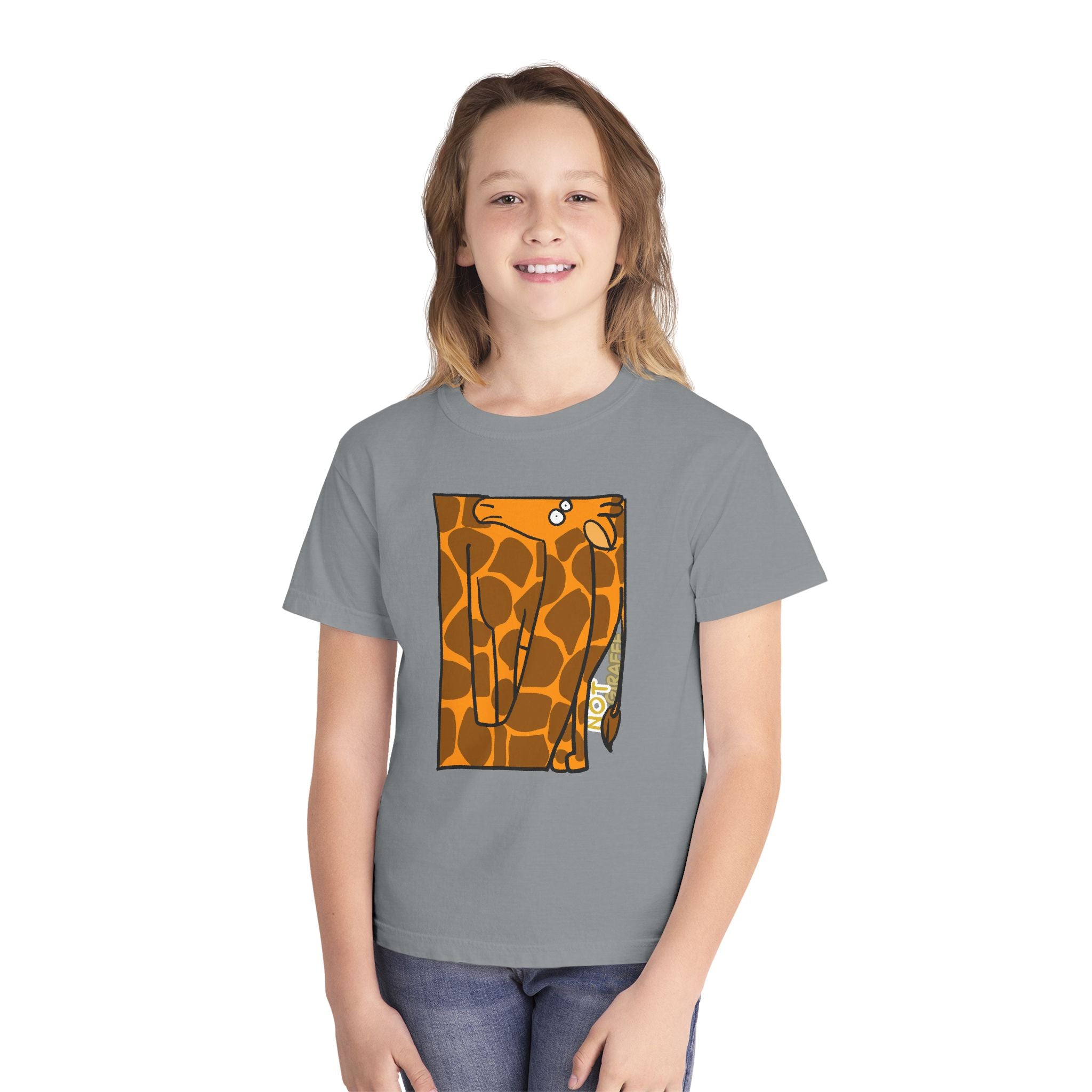 Giraffe Peek Kids Tee — Cute Peeking "Not Giraffe" Graphic Youth T-Shirt